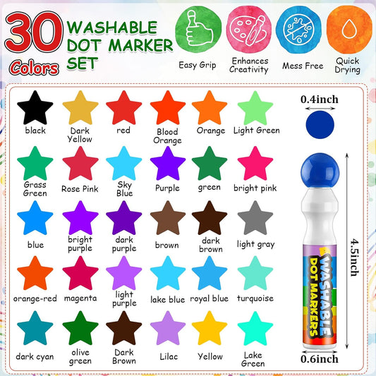 Crtiin Juego de 60 marcadores de puntos de colores mixtos en 30 col...