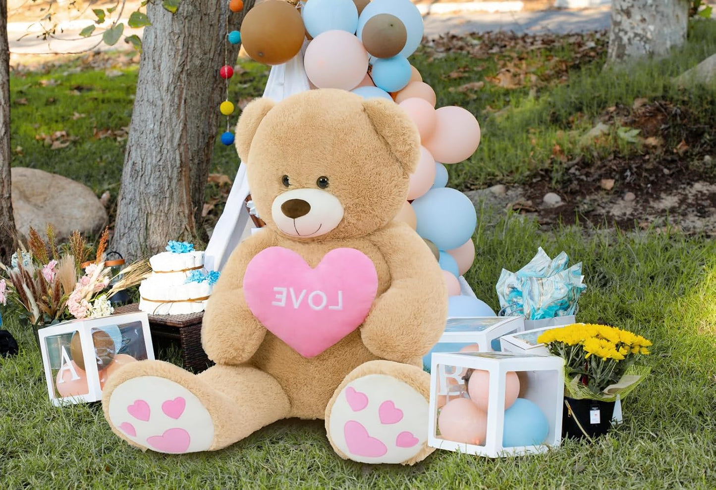MorisMos Oso de peluche gigante con corazón de amor, 4 pies, 51 pul...