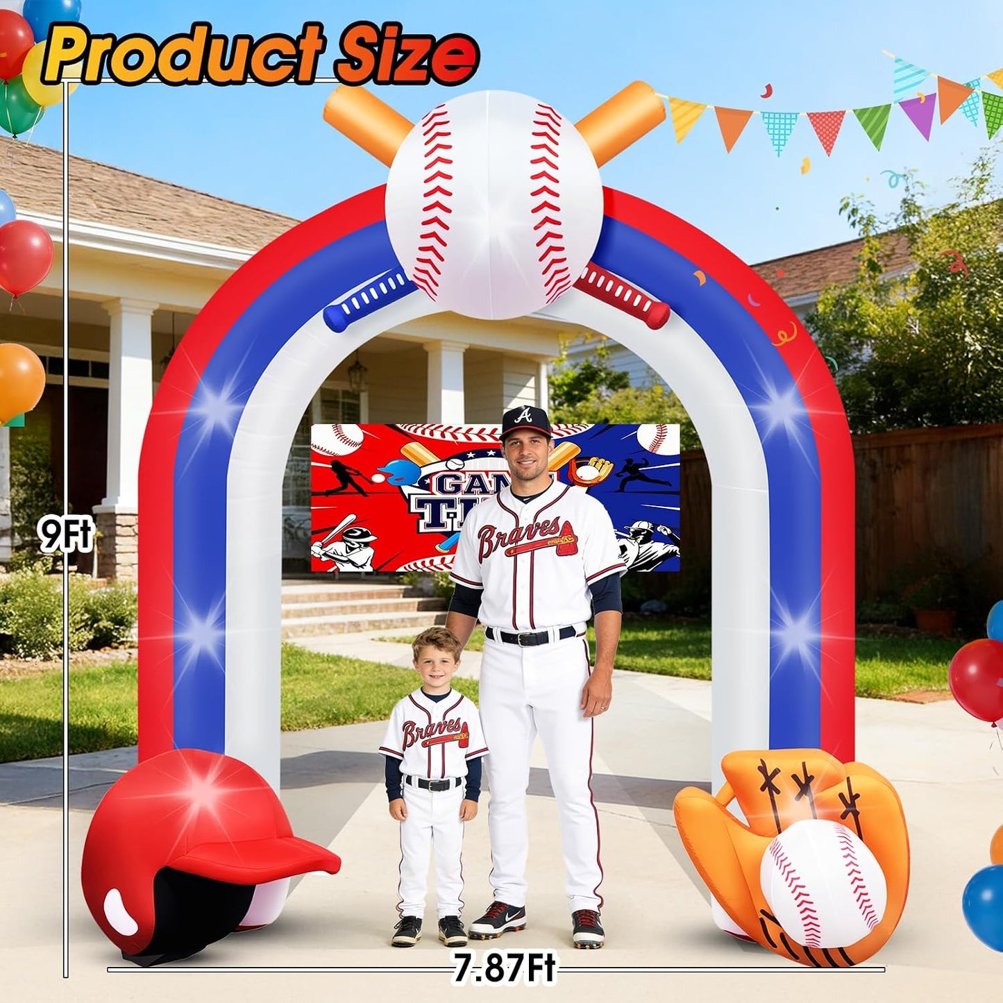 Arco inflable gigante de 9 pies para decoración de fiesta de béisbo...