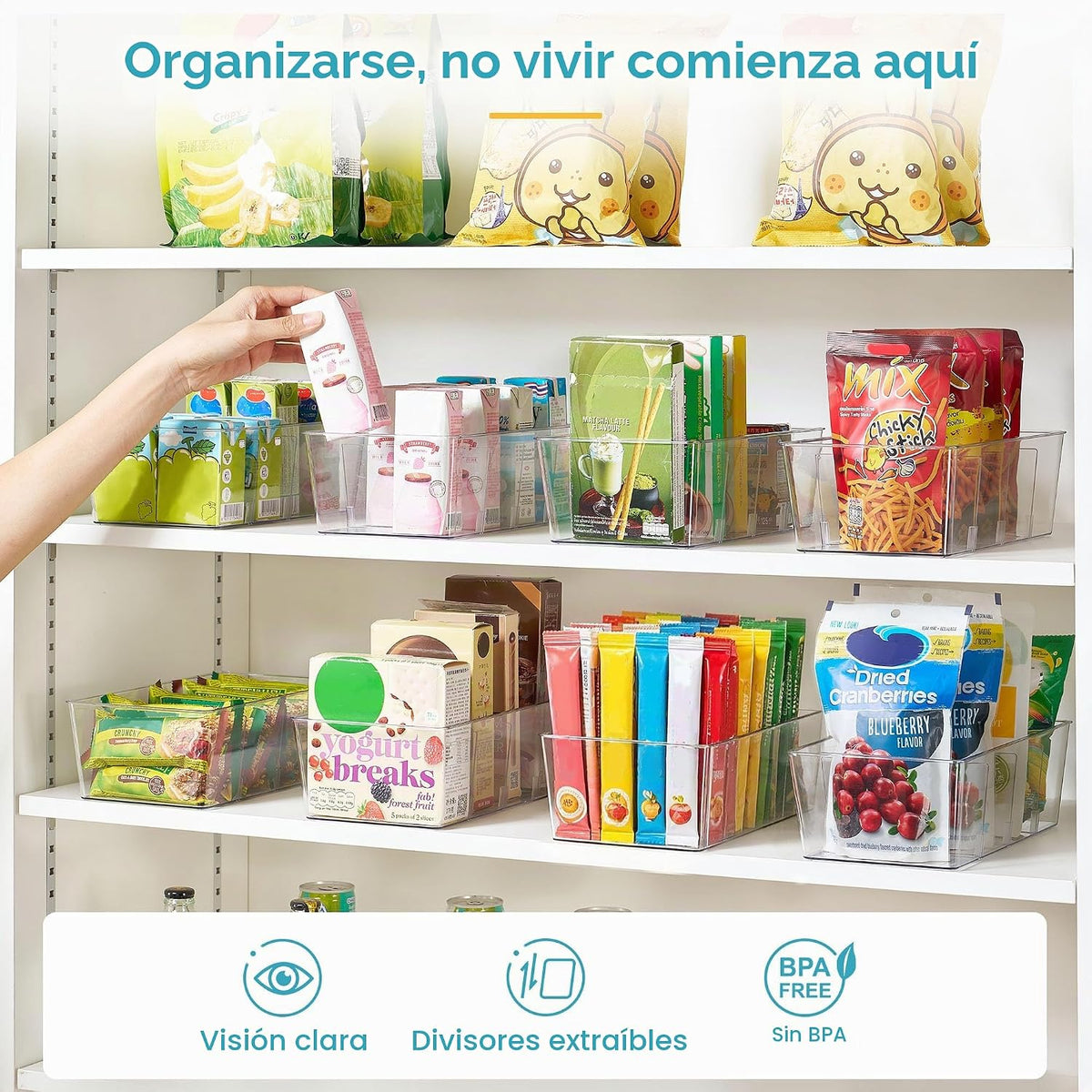 Vtopmart Paquete de 4 cubos organizadores de almacenamiento de alim...