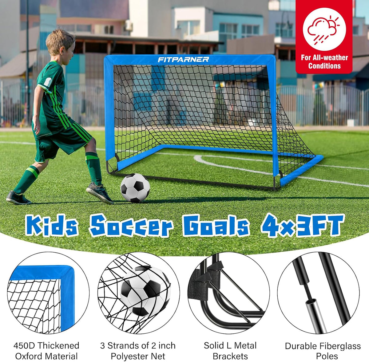 FITPARNER Portería de fútbol, portería de fútbol para niños en el p...