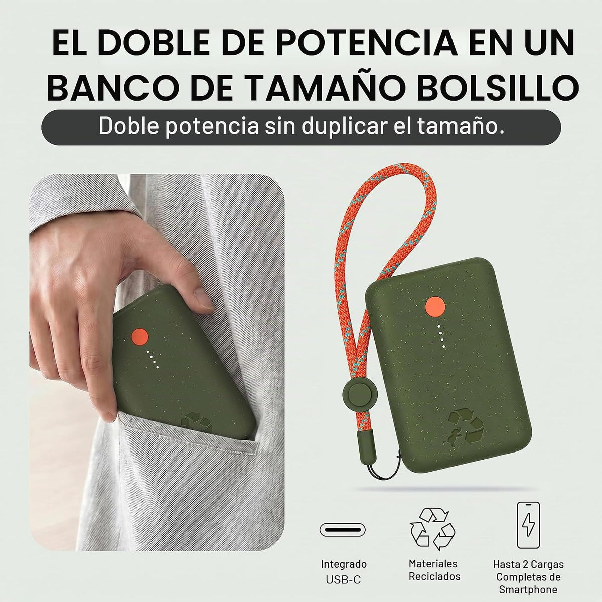 Nimble Champ Cargador Portátil, Banco de Energía de 10,000mAh Carga...