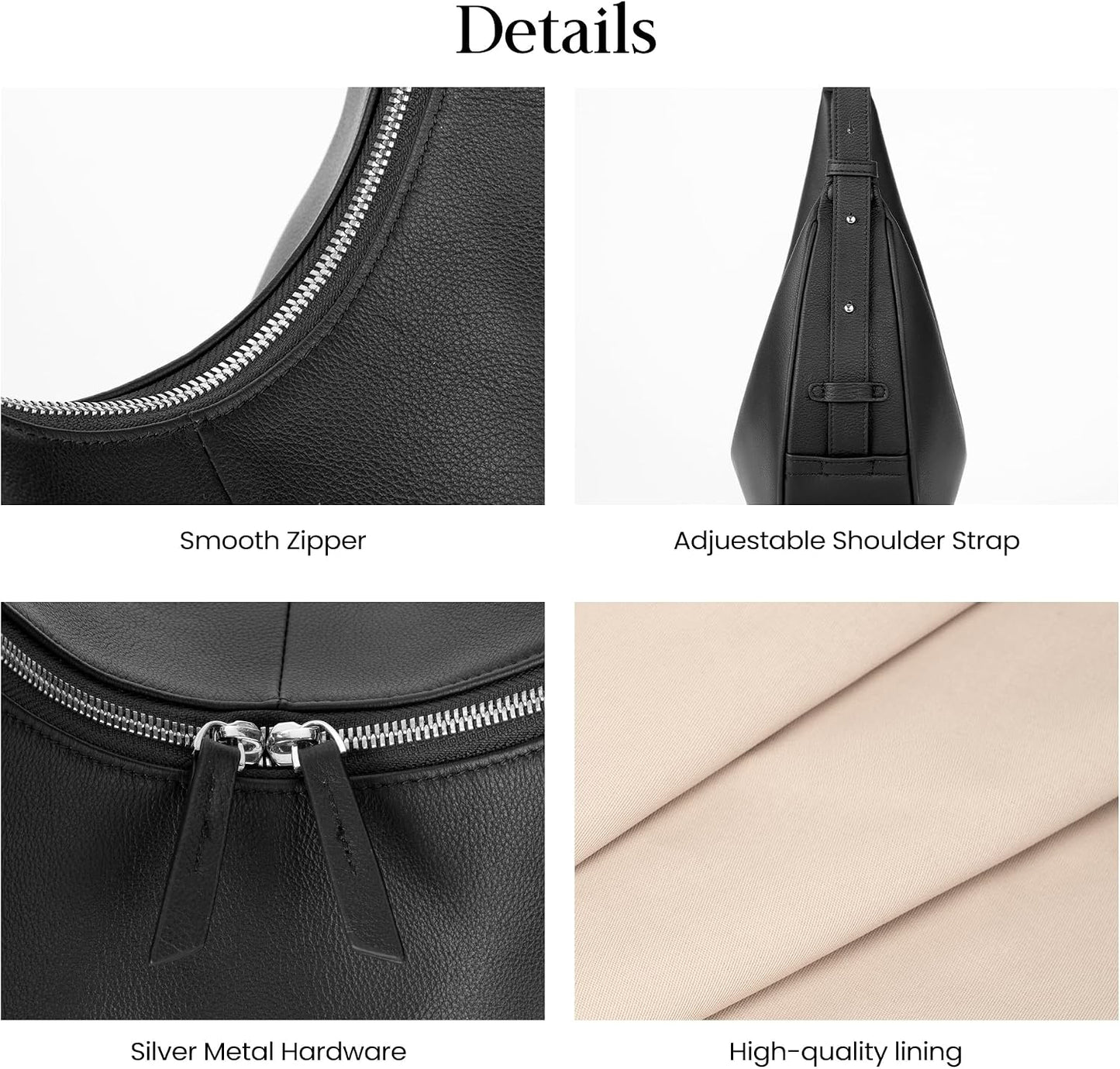 befen Bolsos estilo hobo de cuero genuino para mujer, bolsos cruzad...