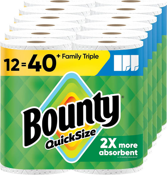 Bounty Toallas de papel de tamaño rápido, color blanco, 12 rollos t...