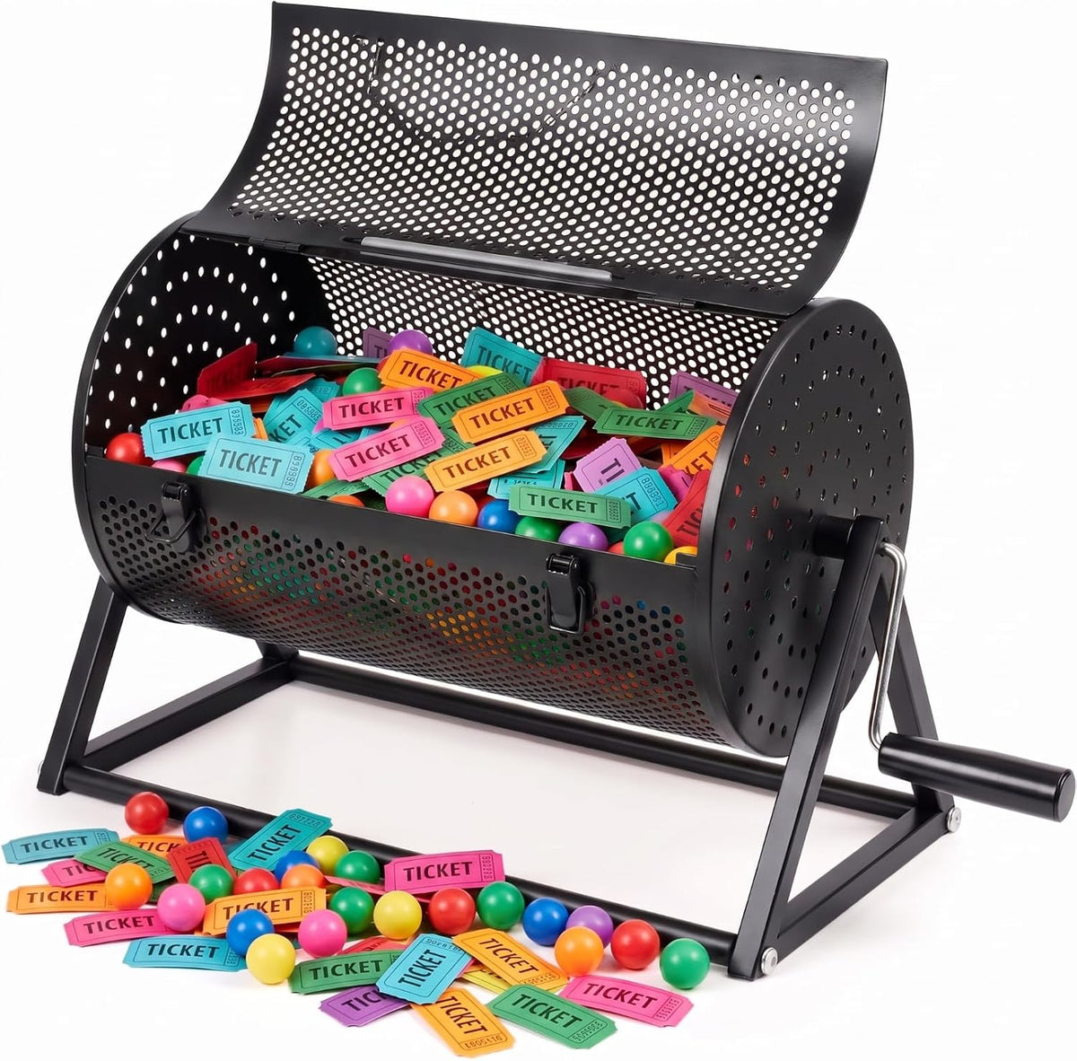 Teenyyou Rifa Tambor Ticket Spinner con mango de madera, 2500, negr...
