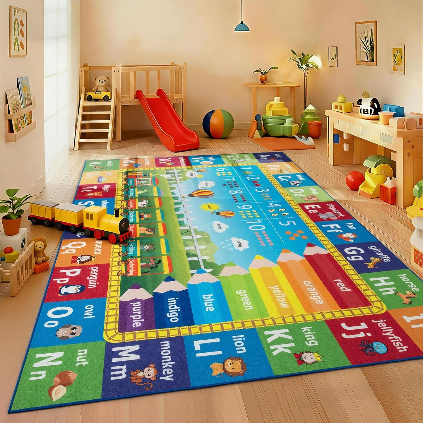 ST. BRIDGE Alfombra educativa para niños de 6 x 9 pies, alfombra de...