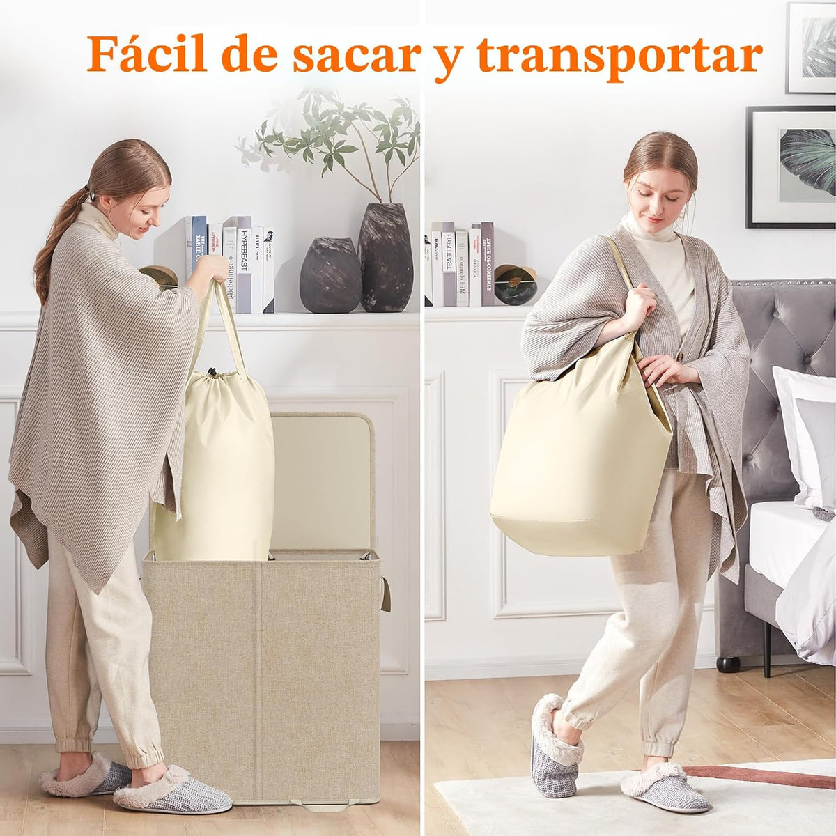 Lifewit - Cesta de lavandería doble con tapa y bolsas de ropa para...