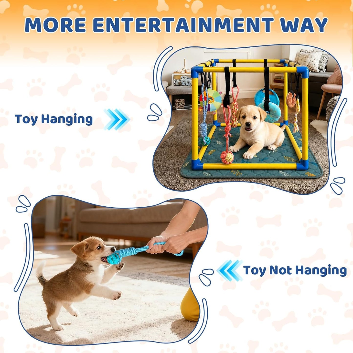Gimnasio de juego para cachorros con almohadillas para orinar y 8 j...