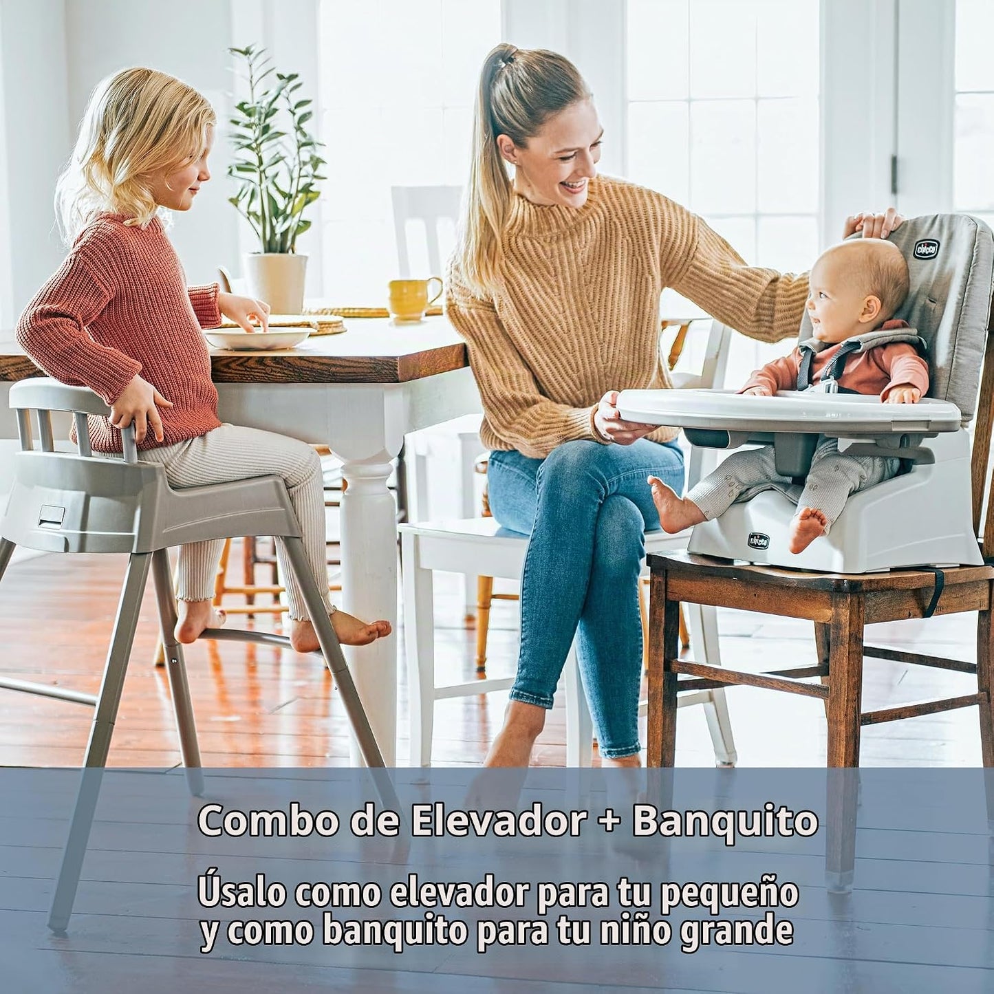Chicco Stack Hi-Lo - Silla alta convertible multiusos 6 en 1, recli...