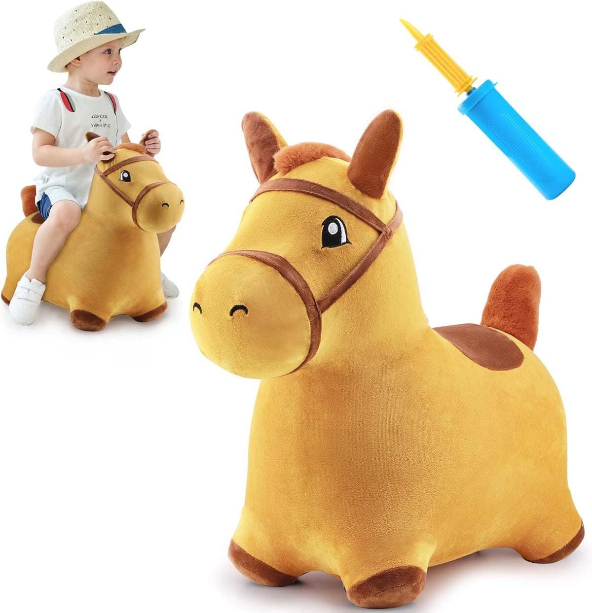 Caballo saltarín iPlay, iLearn, caballo de juguete de felpa cubiert...