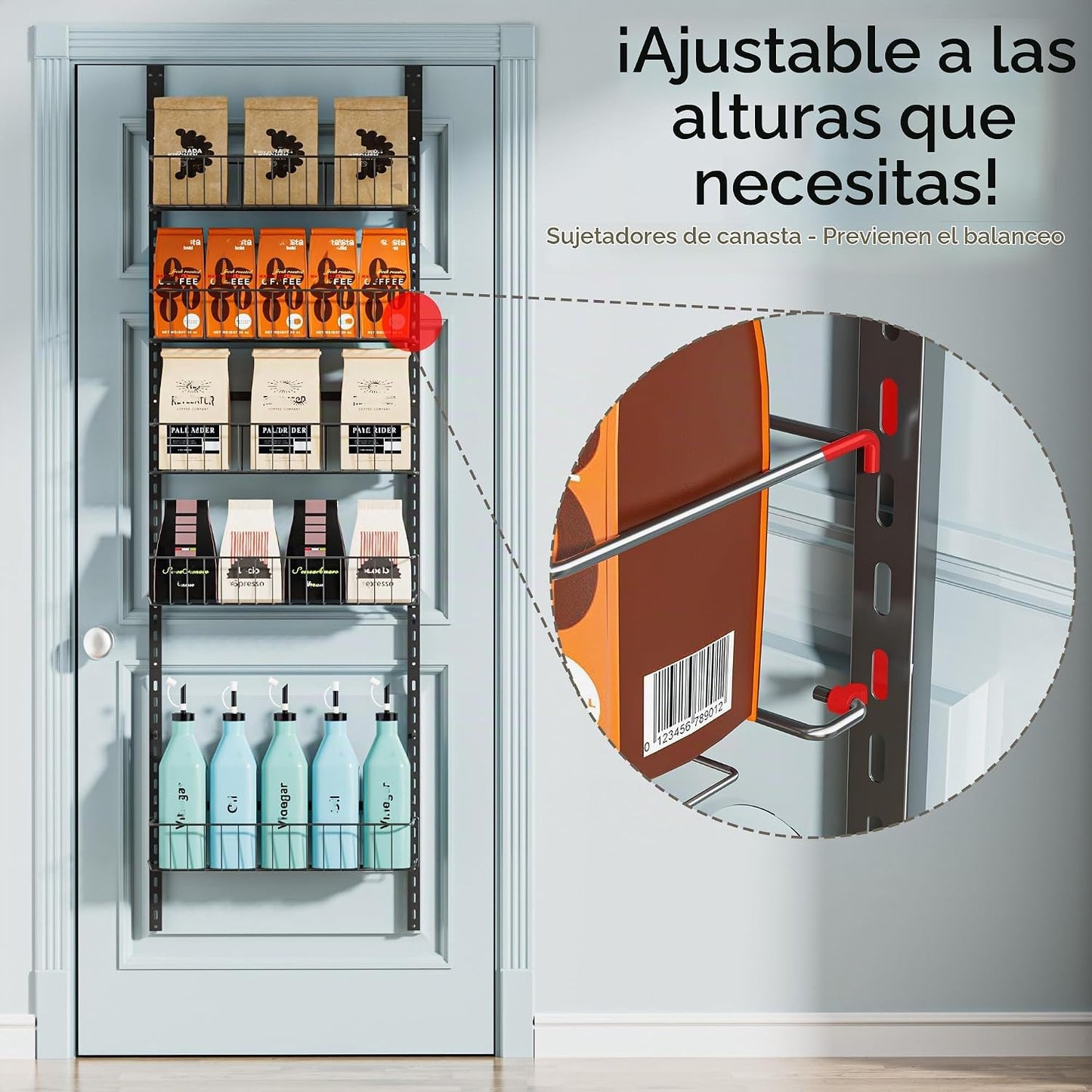 Delamu Organizador Ajustable para Puerta de Armario, Organizador de...