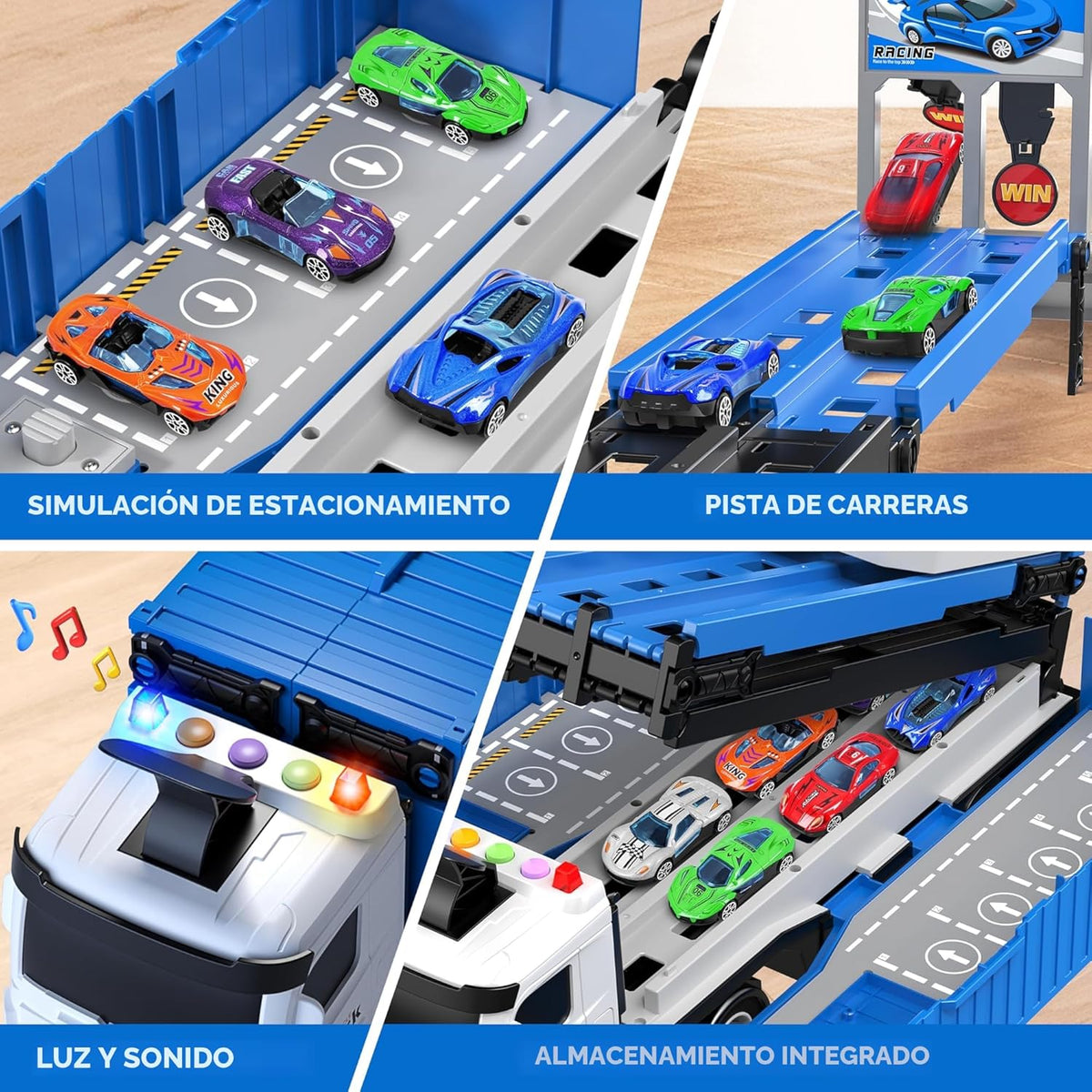 Camión Transportador de Pista de Carreras Juguetes para Niños Peque...