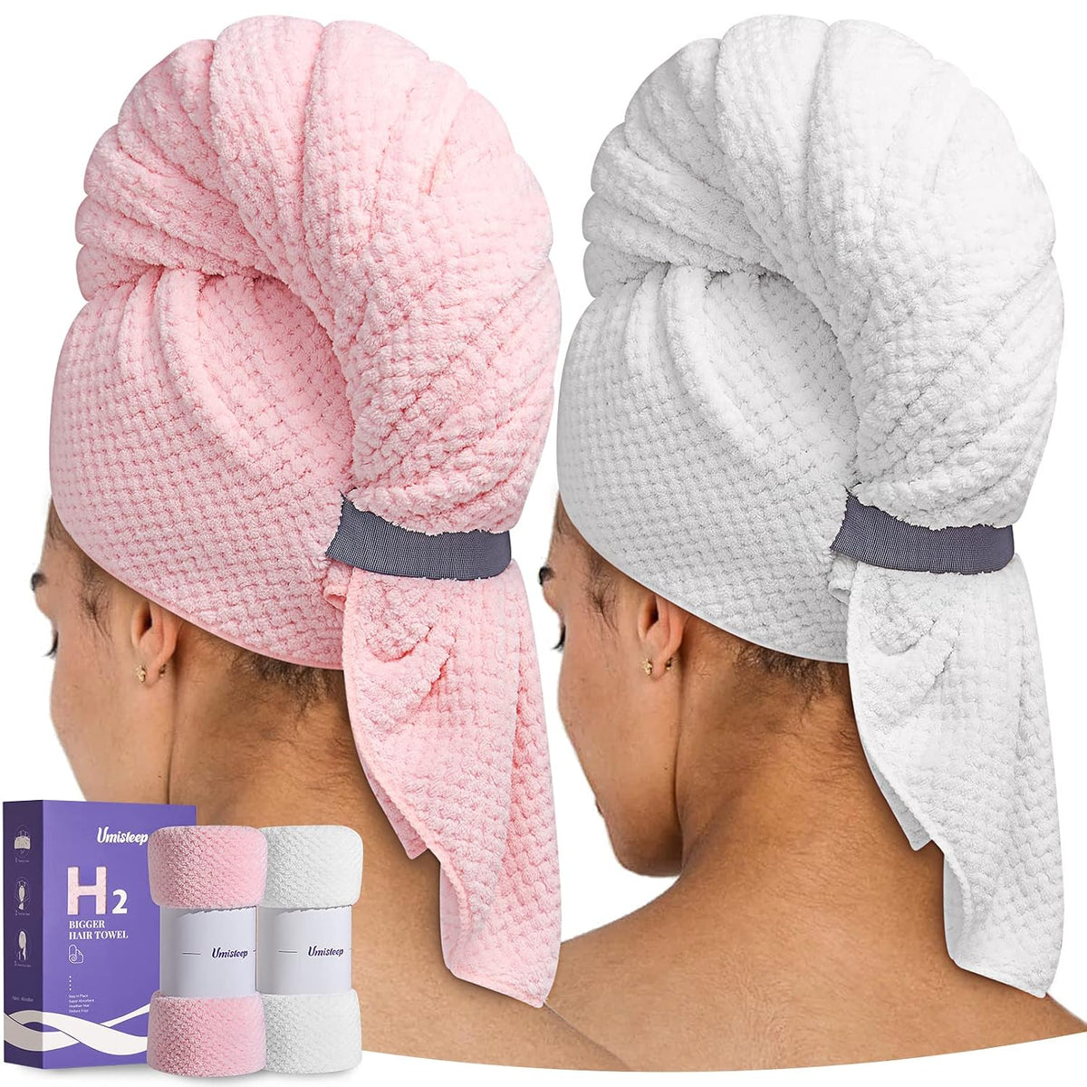 Umisleep Toalla de microfibra extra grande para mujer, cabello riza...