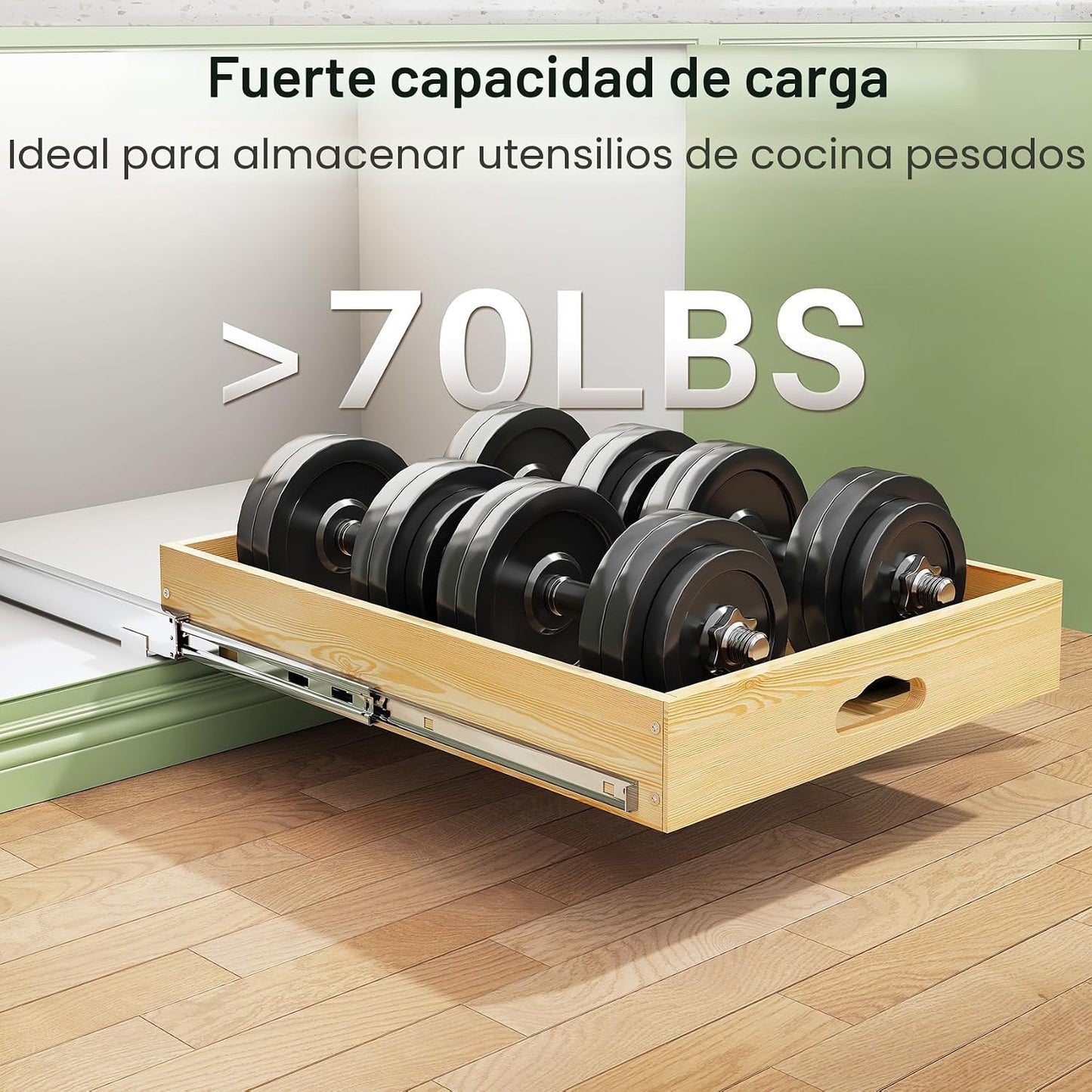 Organizador de gabinete extraíble, cajones deslizantes de madera de...