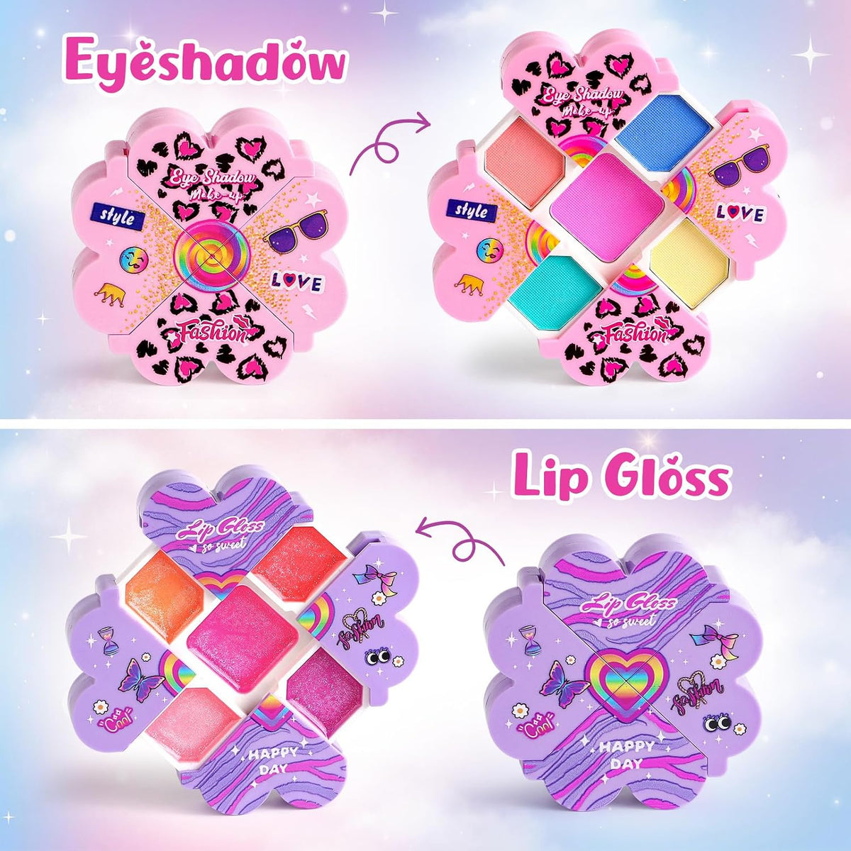 Cleboen Kit de maquillaje para niños para niñas, 12 piezas, juego d...