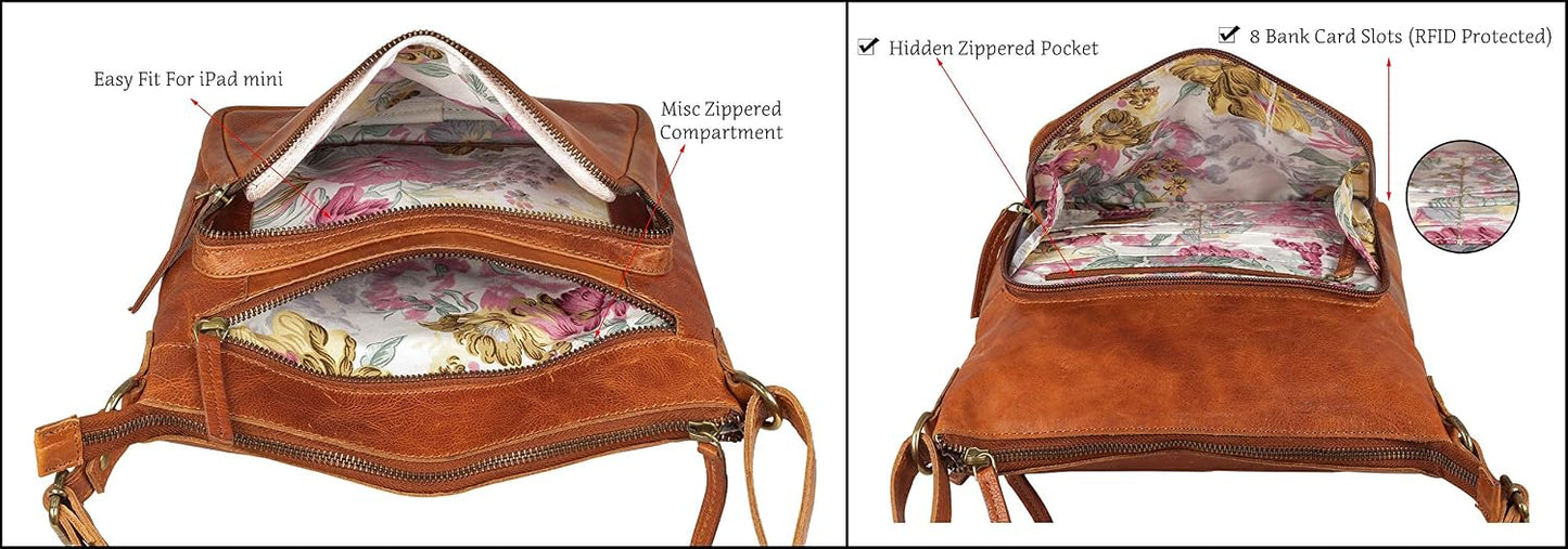 Mou Meraki Bolso cruzado de cuero genuino y bolsos - Bolso cruzado...