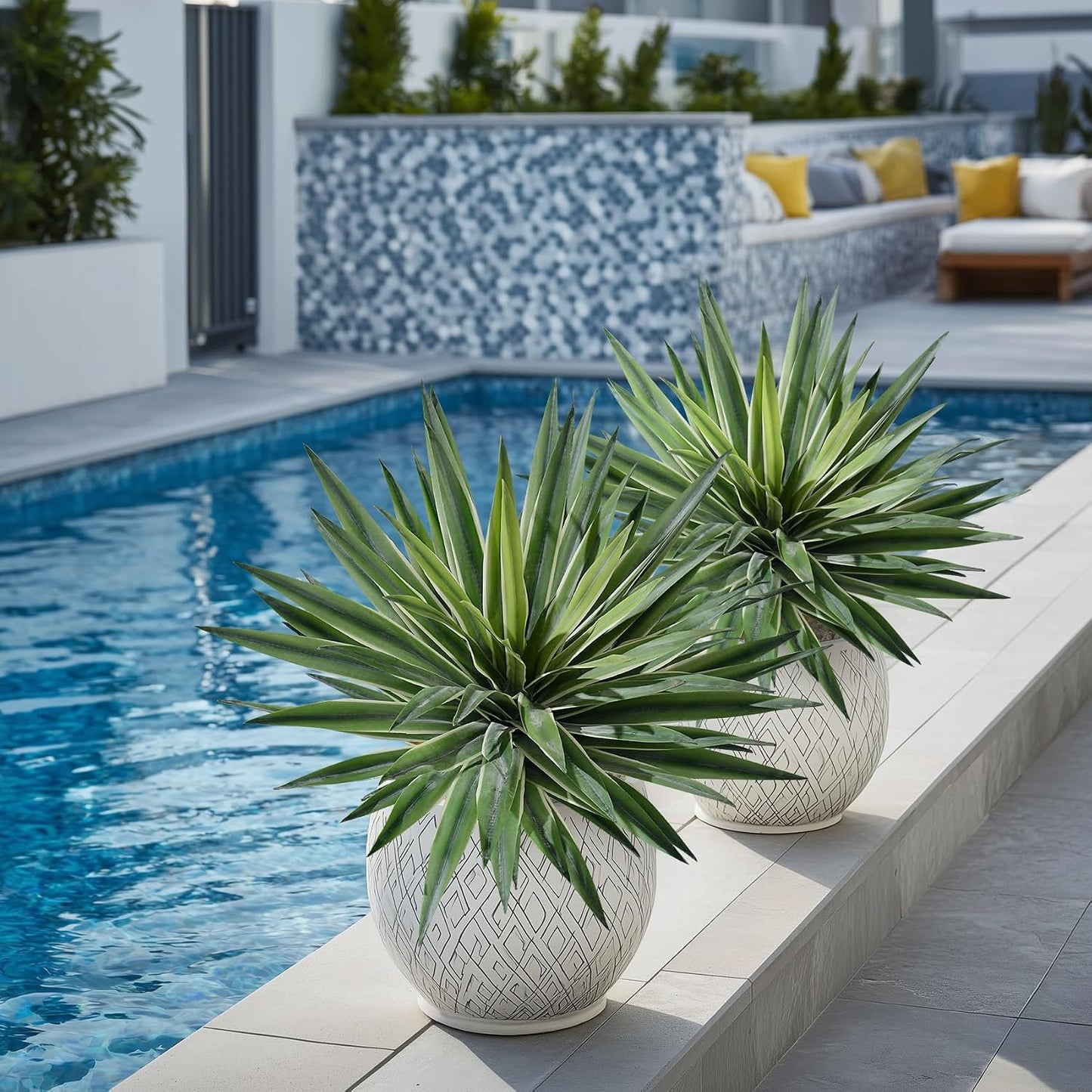 Planta Artificial de Agave Macetas Falsas de Agave para Interior Ex...