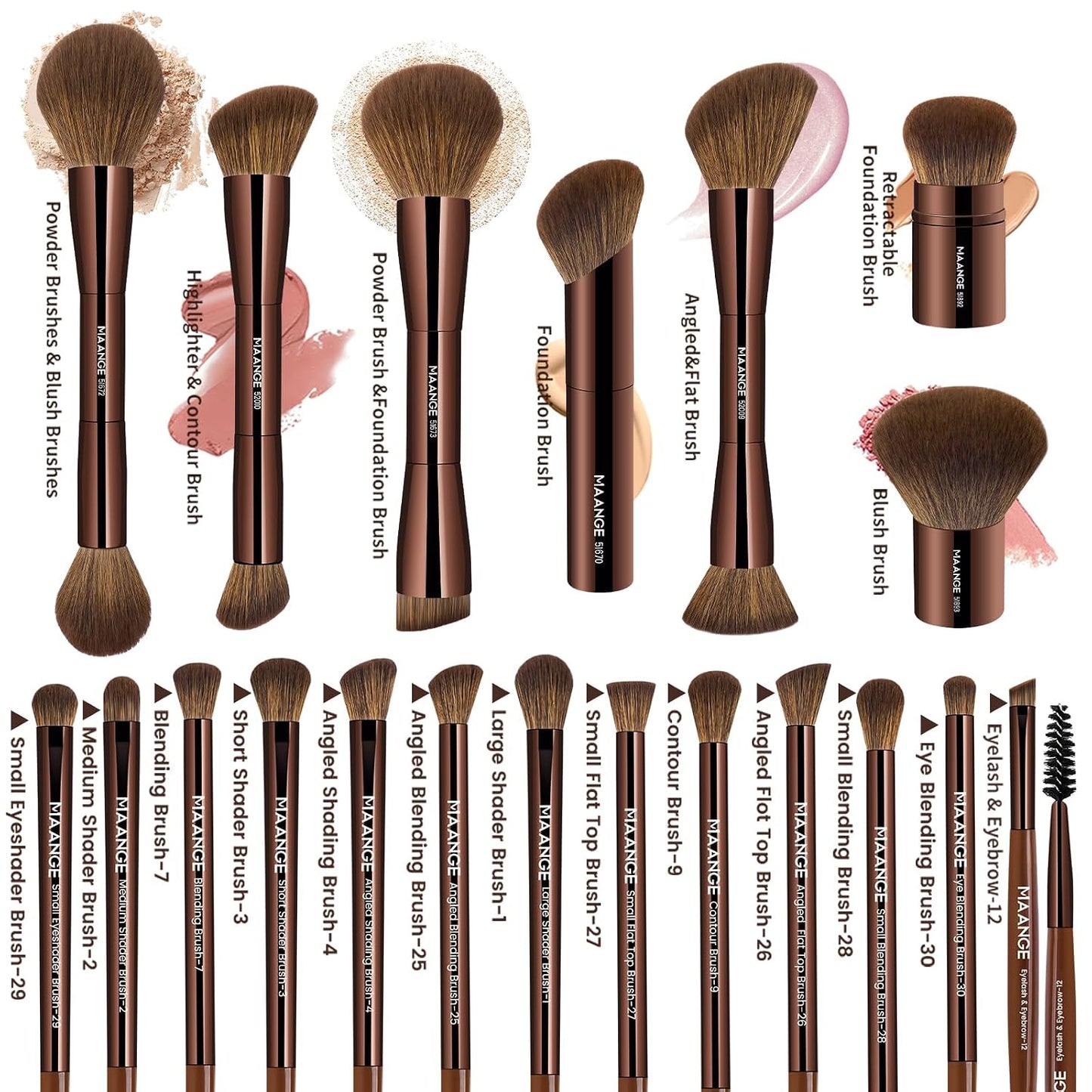 MAANGE 20 piezas de brochas de maquillaje con caja de regalo, broch...