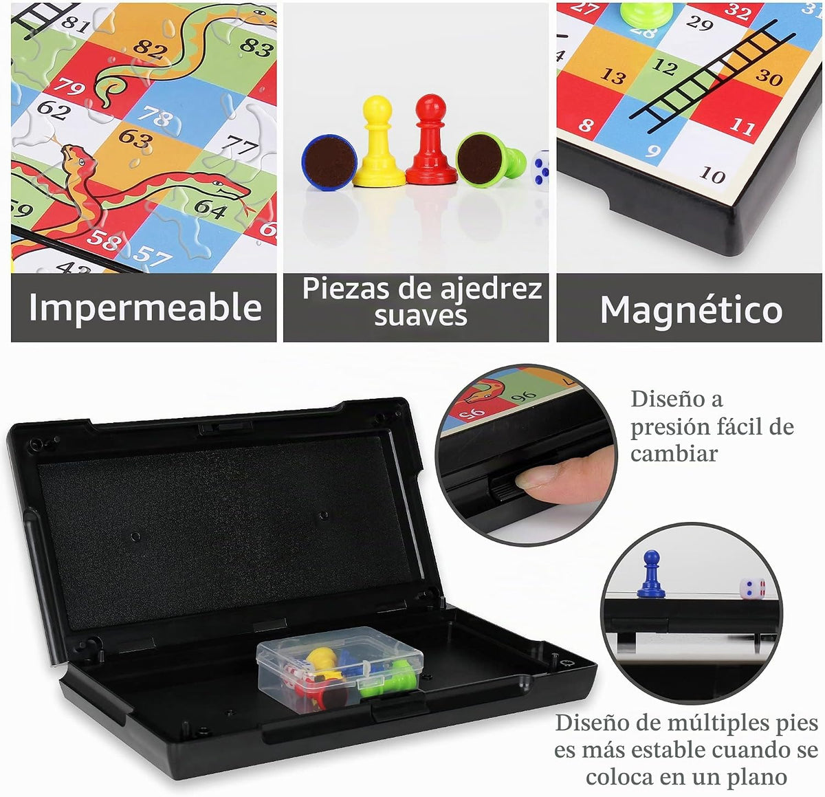 KIDAMI Juego de Serpientes y Escaleras Magnético con Caja de Almace...