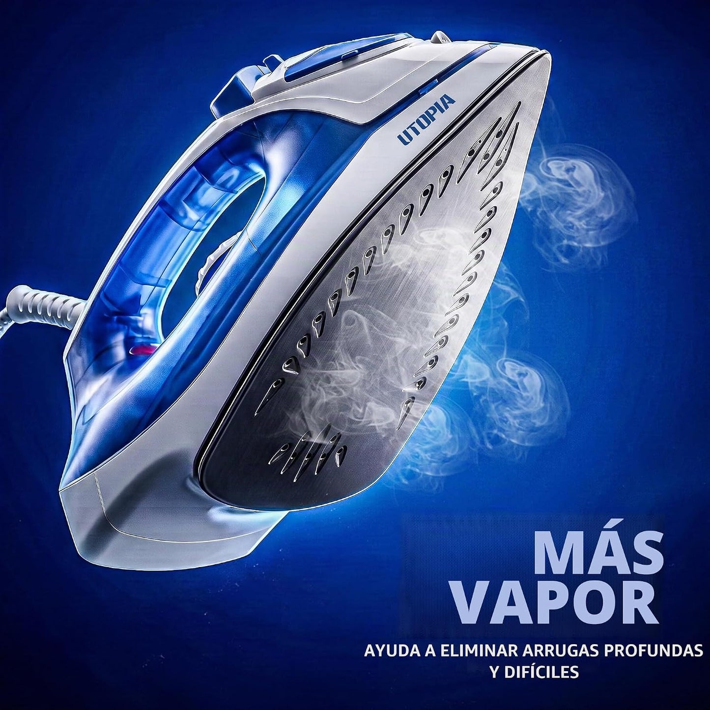 Utopia Home Plancha de vapor para ropa con suela antiadherente, pla...