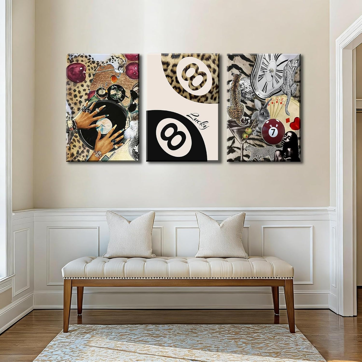 3 piezas de arte de pared de lona con diseño de leopardo moderno, d...