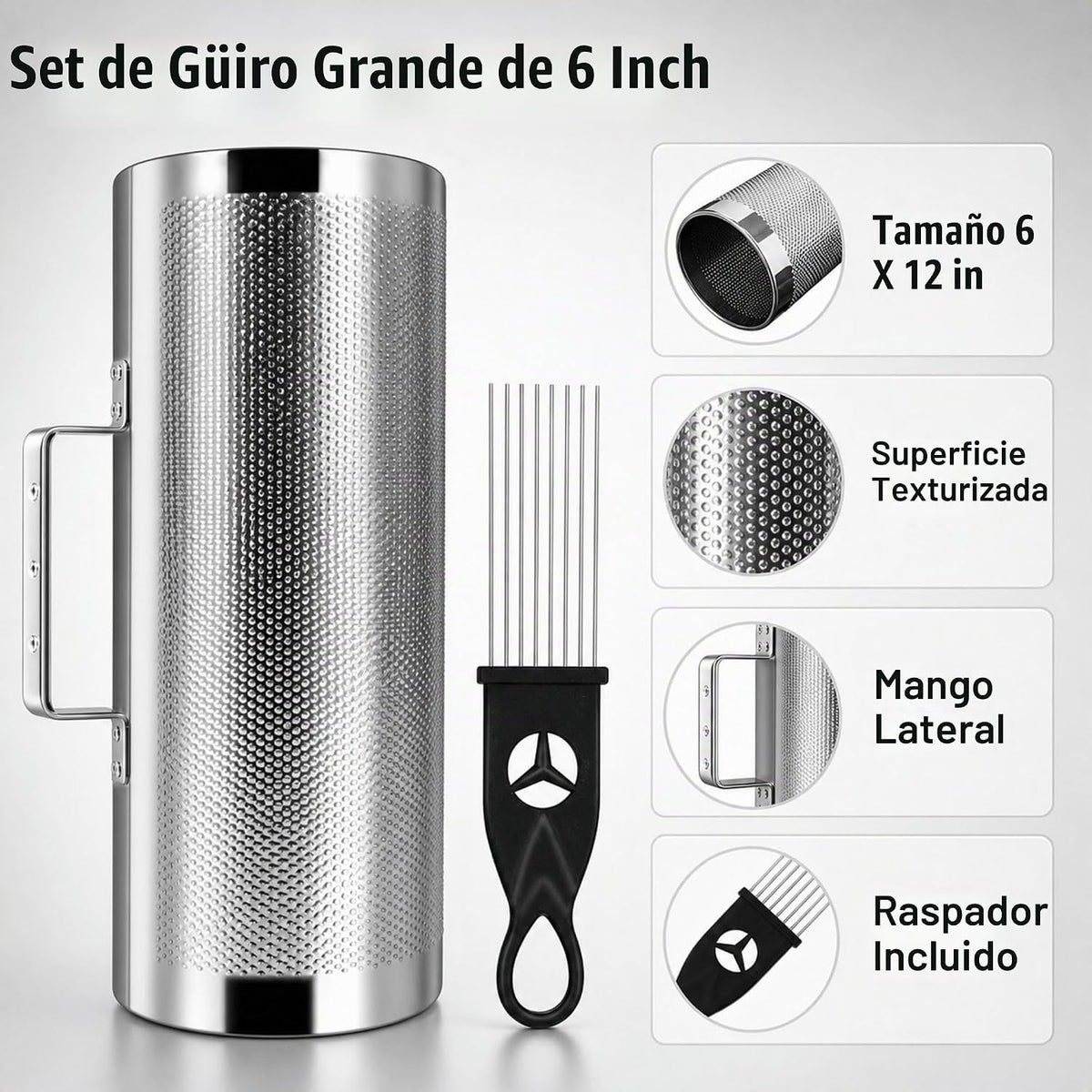 MoResolune Instrumento profesional de metal Guiro, percusión latina...