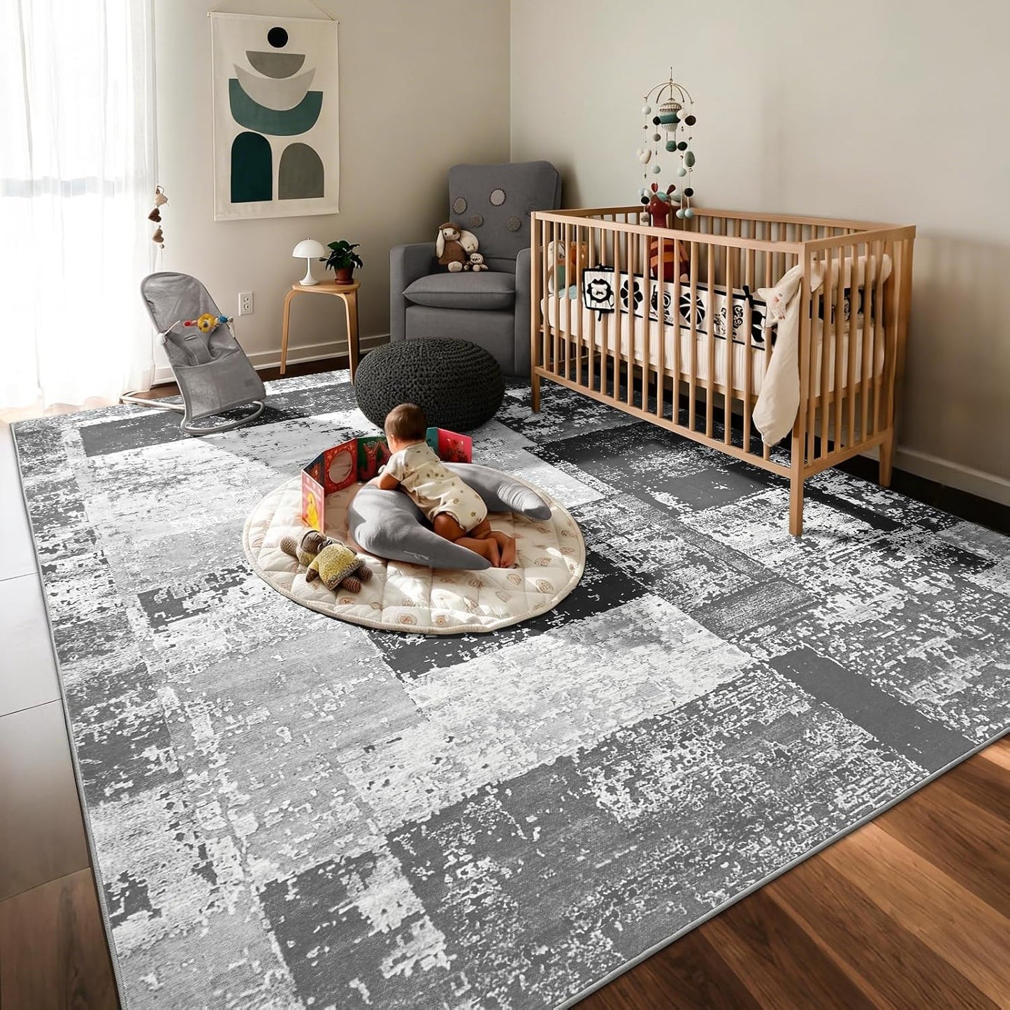 LOCHAS Alfombra para sala de estar de 6 x 9 pies, lavable y suave,...