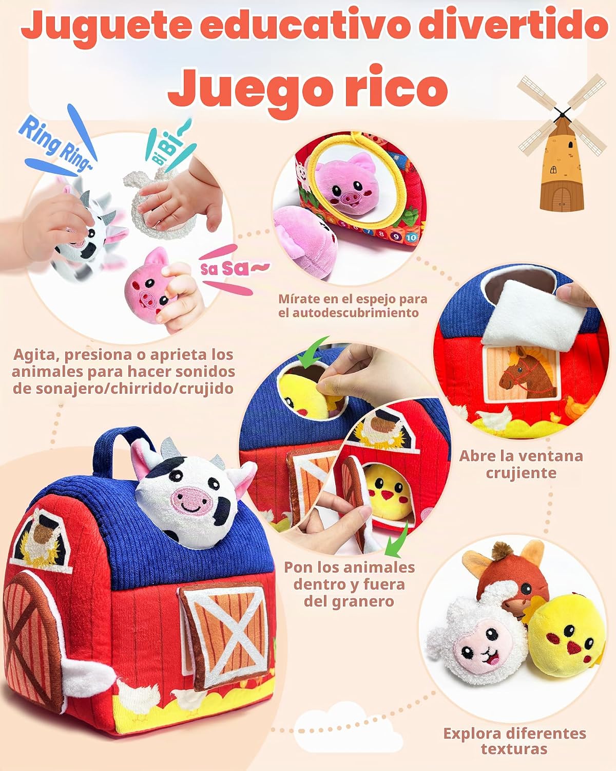 Juguetes para bebés de 6 a 12 meses - Juguete de granja para bebés...