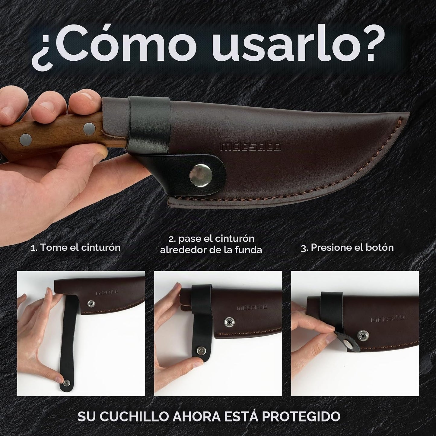Matsato Cuchillo de cocina Funda de cuero para cuchillo de chef jap...