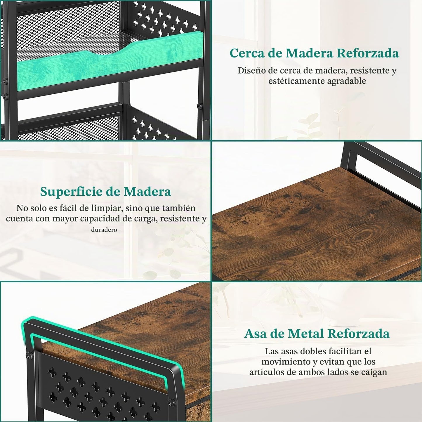 Giwil Carrito de almacenamiento rodante de 4 niveles, pequeño carri...