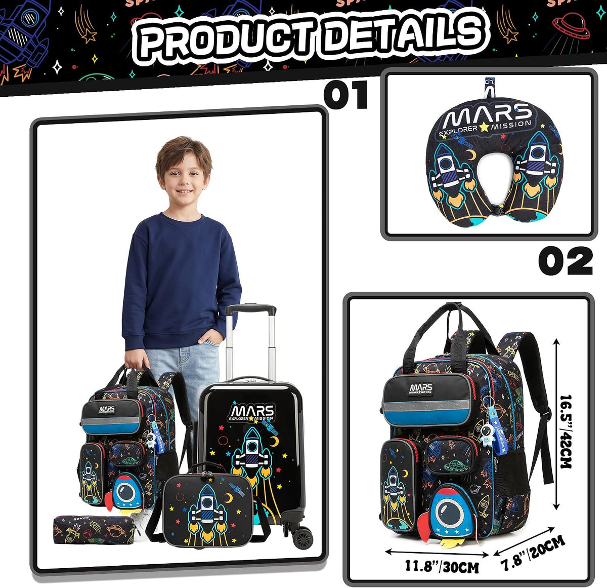 Homskiii Juego de maletas para niños, 5 piezas, equipaje rígido de...