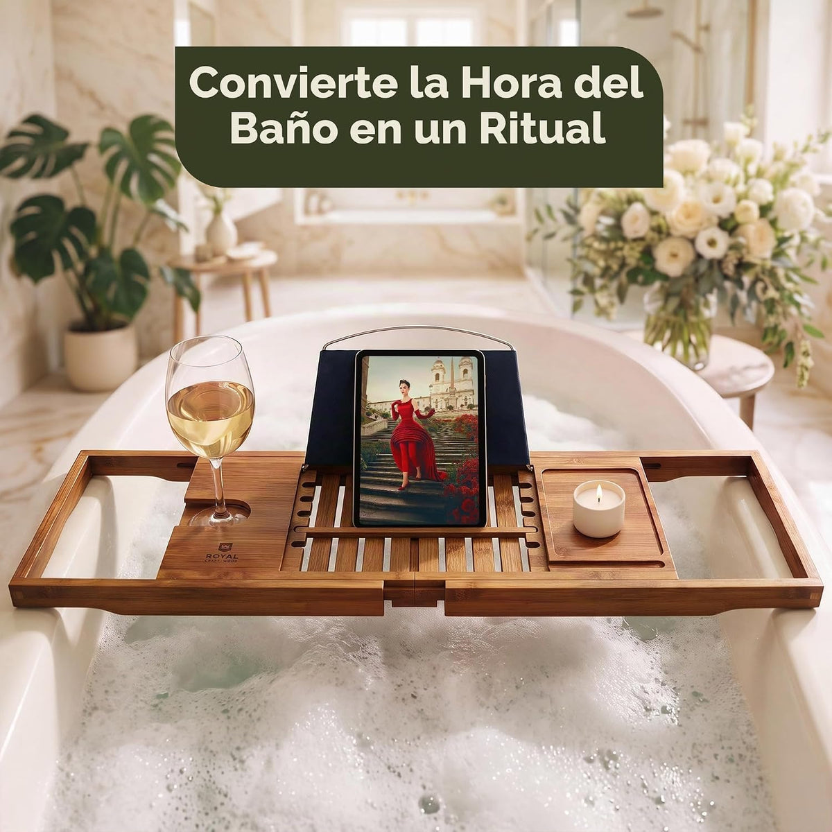 ROYAL CRAFT WOOD Bandeja de bañera plegable de alta calidad, bandej...