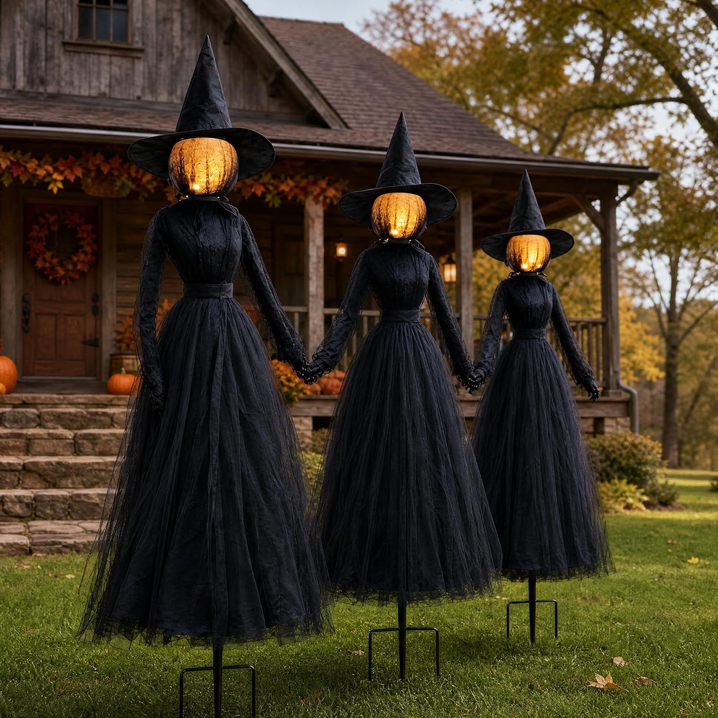 TW SHINE Decoraciones de bruja de Halloween para exteriores, juego...