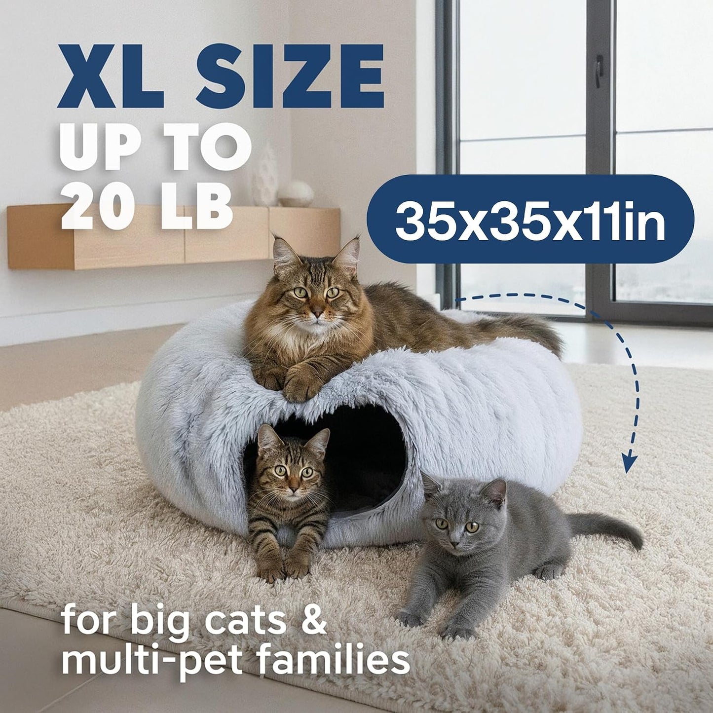 Cama túnel de dona para gatos, túneles para gatos de interior, esco...