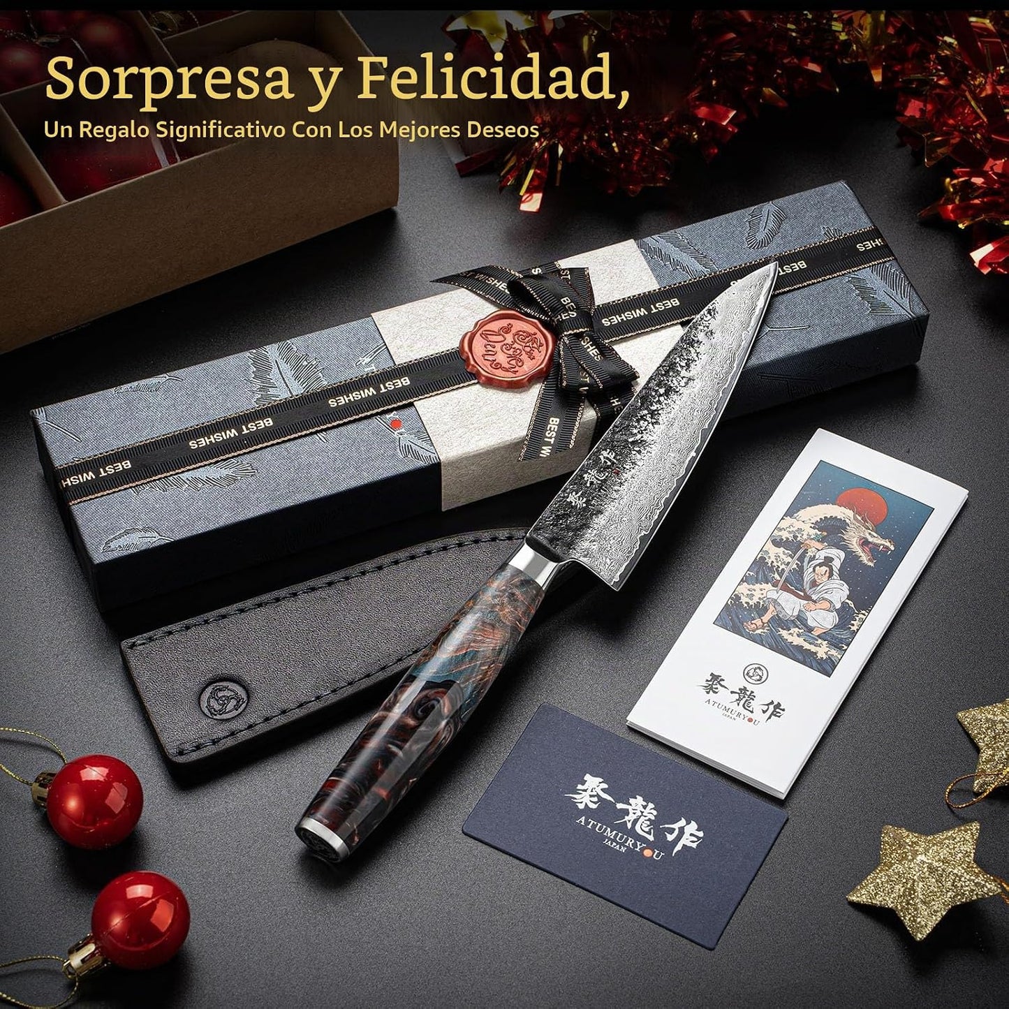 Cuchillo utilitario japonés de 5.5", acero Damasco VG10 de 67 c...
