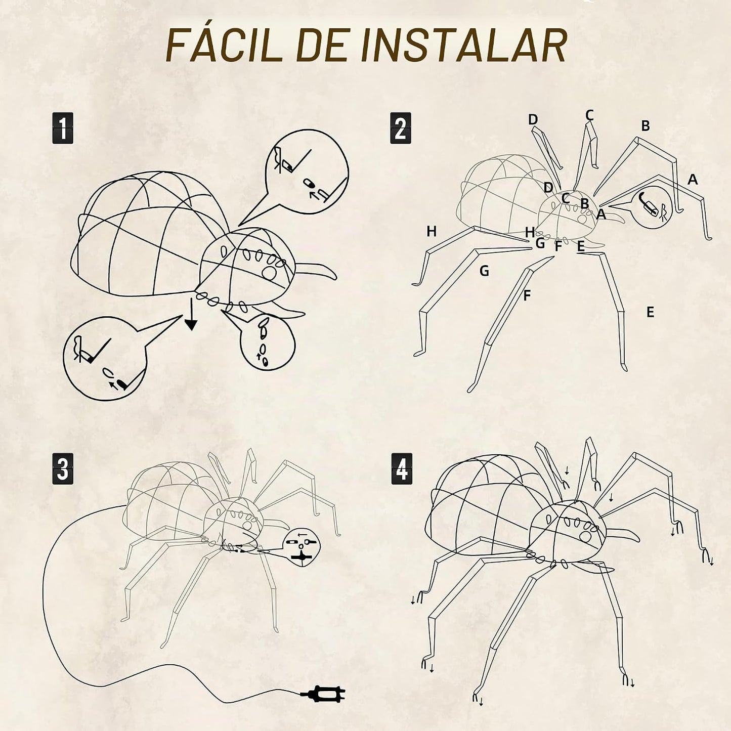 1 unidad: araña gigante de 4.6 pies, decoración de Halloween para e...