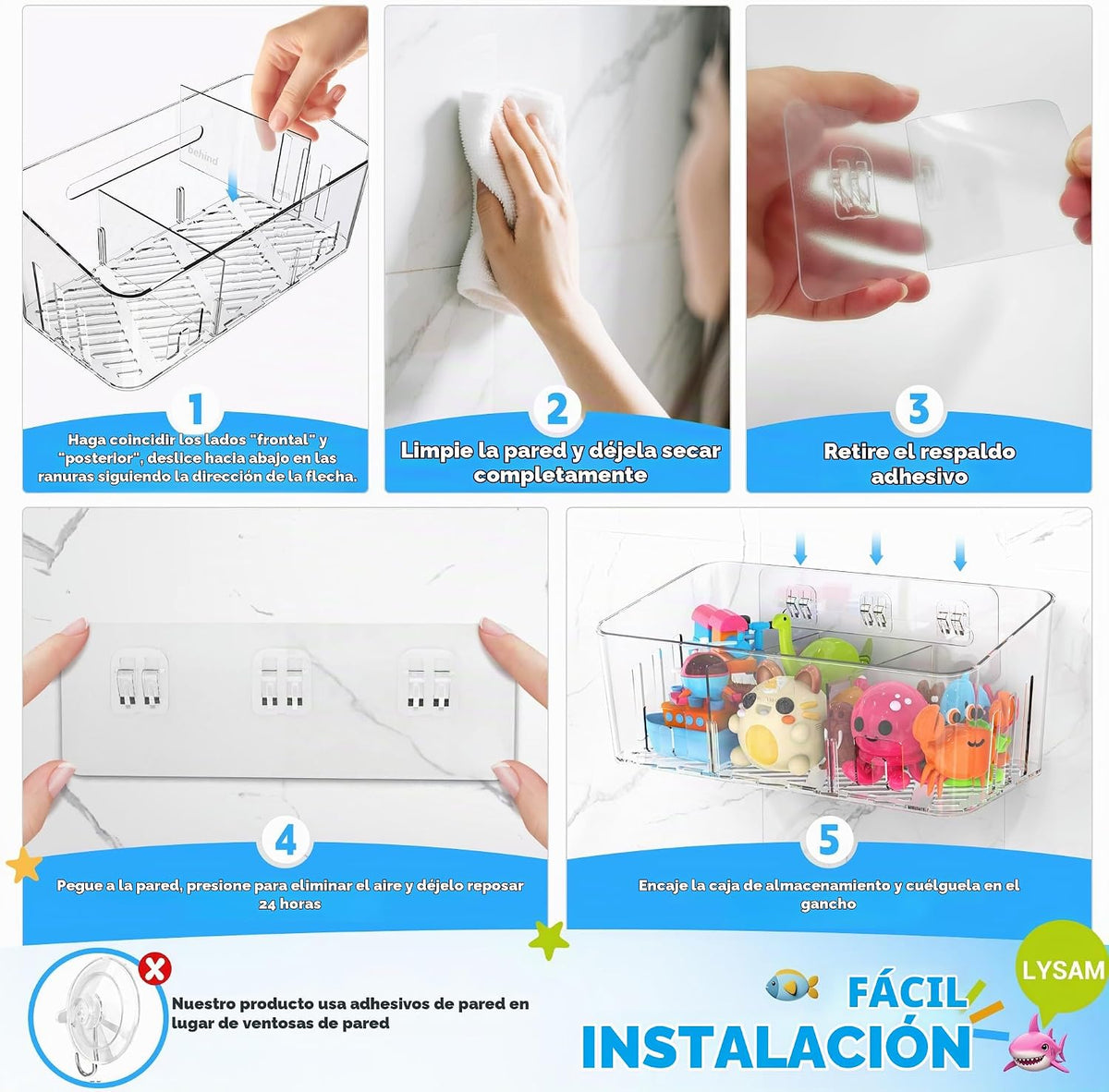 Almacenamiento de juguetes de baño, 2 paquetes, soporte grande para...