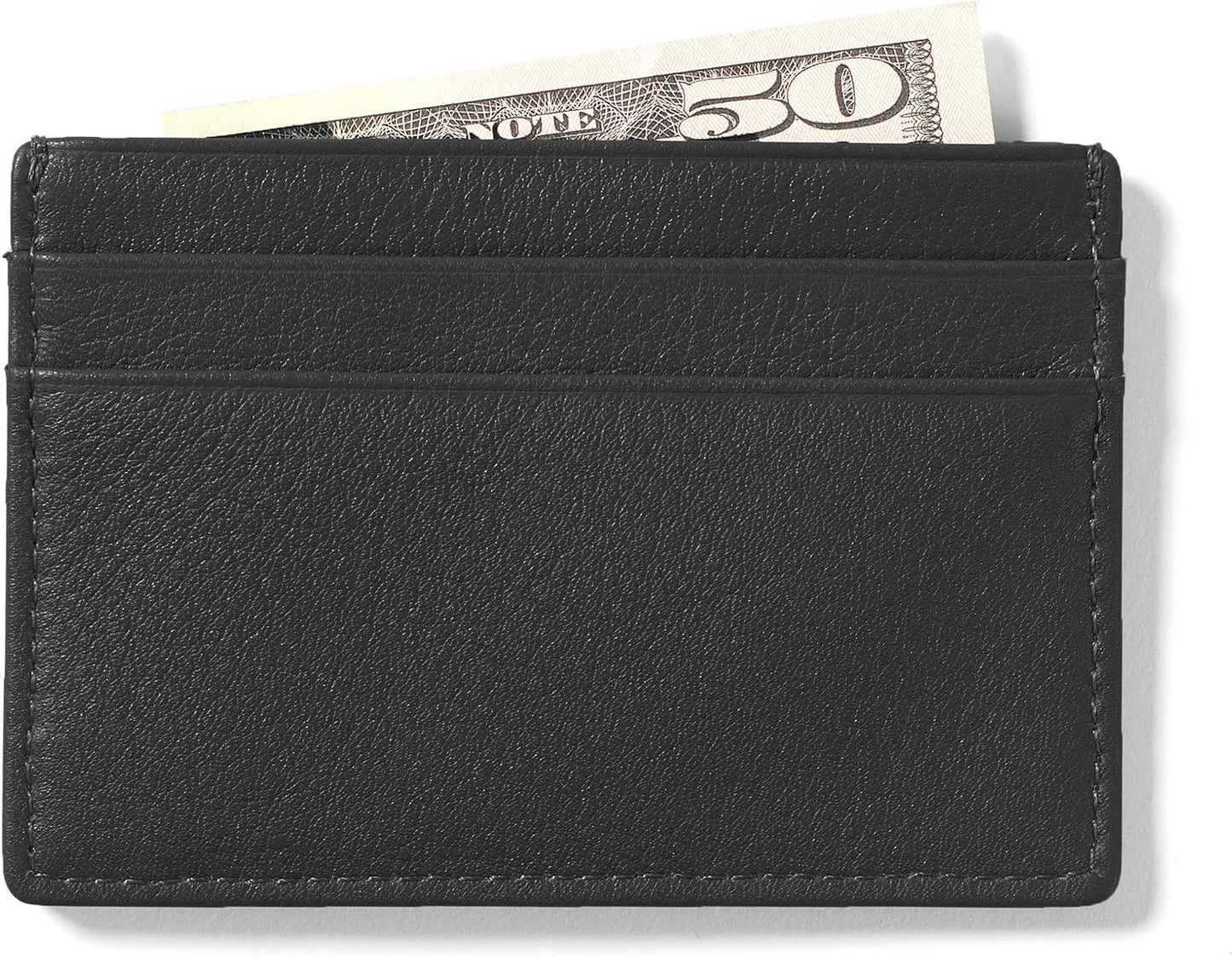 Leatherology Cartera delgada para tarjetas de crédito para hombre:...