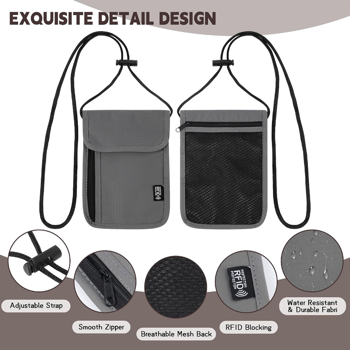 Likesing - Cartera de viaje con cuello de viaje de 5.5 pulgadas de...