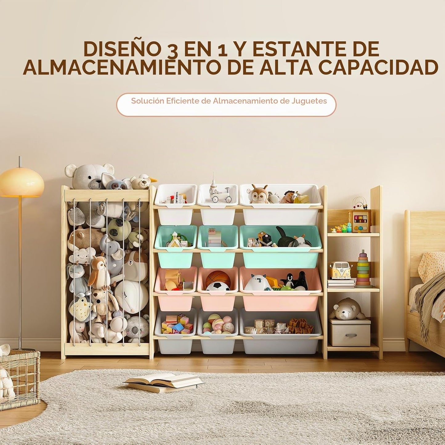 EXPERLAM Organizador de almacenamiento de juguetes 3 en 1, soporte...