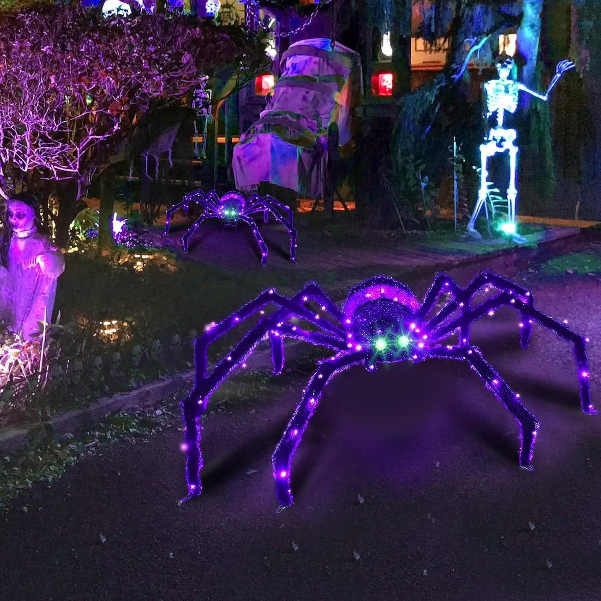 Decoración de Halloween para exteriores de araña gigante, decoració...
