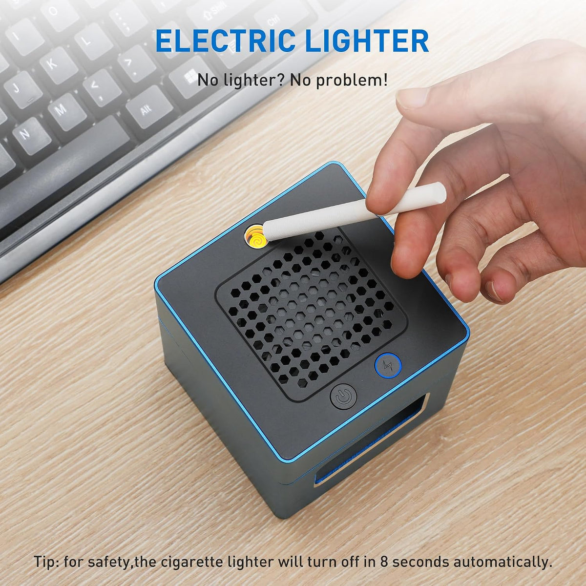 VANSU Cenicero multifuncional sin humo con filtro HEPA y encendedor...
