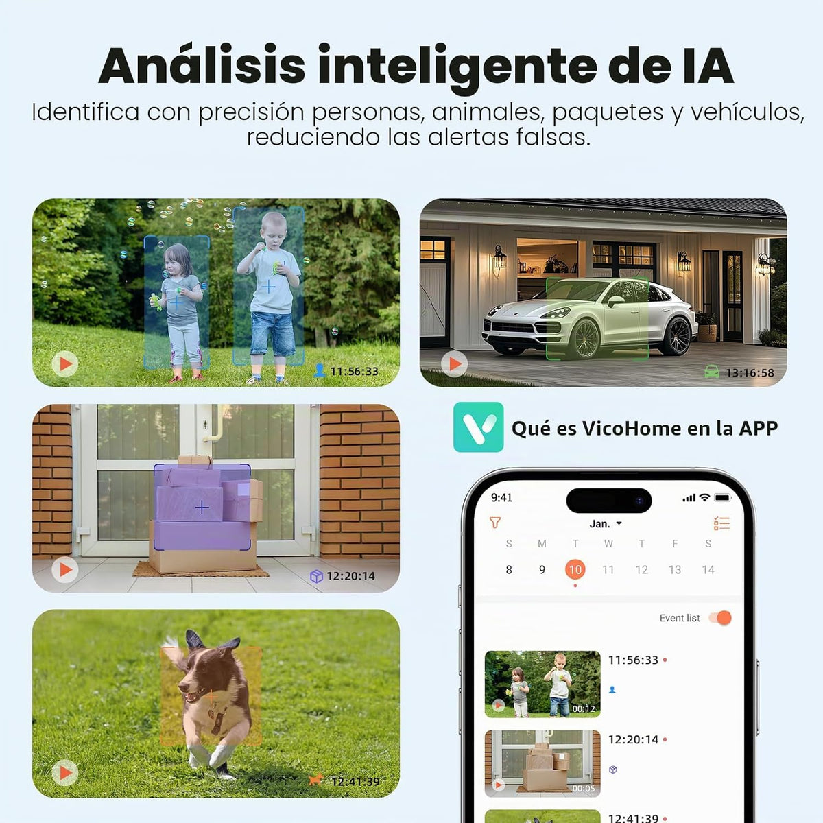 Techage Cámaras de seguridad 2K inalámbricas para exteriores, detec...