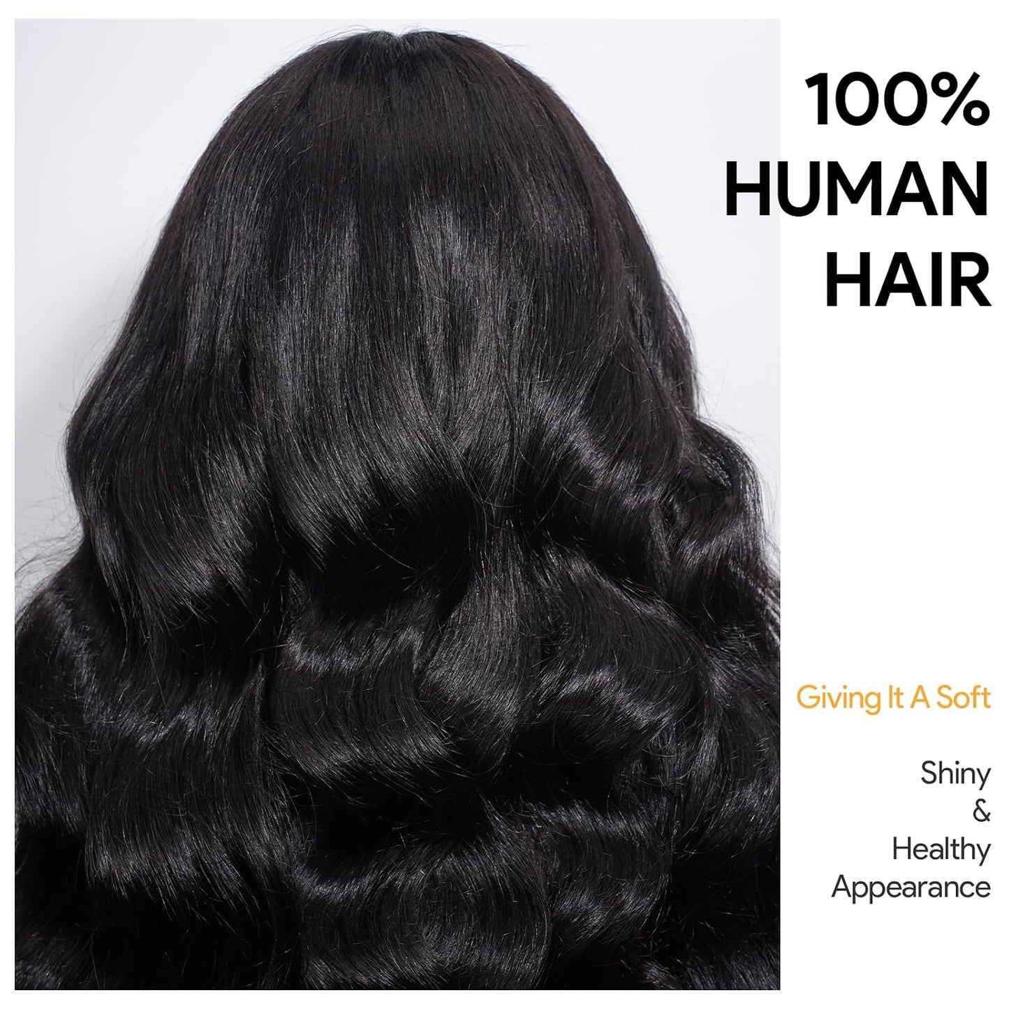 Ruiyu Peluca de cabello humano ondulado suelto con flequillo, encaj...