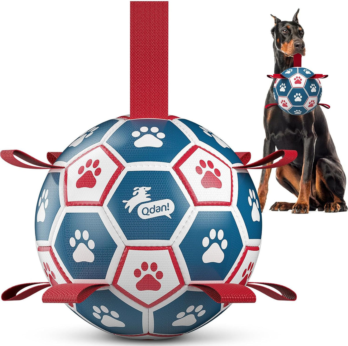 QDAN Juguete grande para perros al aire libre, pelota de fútbol con...