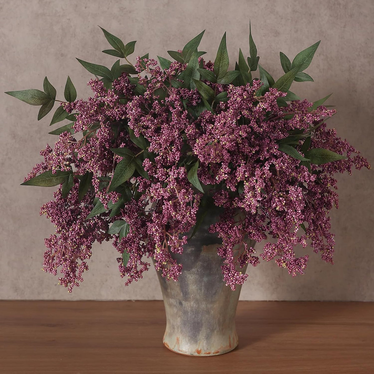 Juxdp 12 piezas de tallo de bayas artificiales Nandina para jarrón...