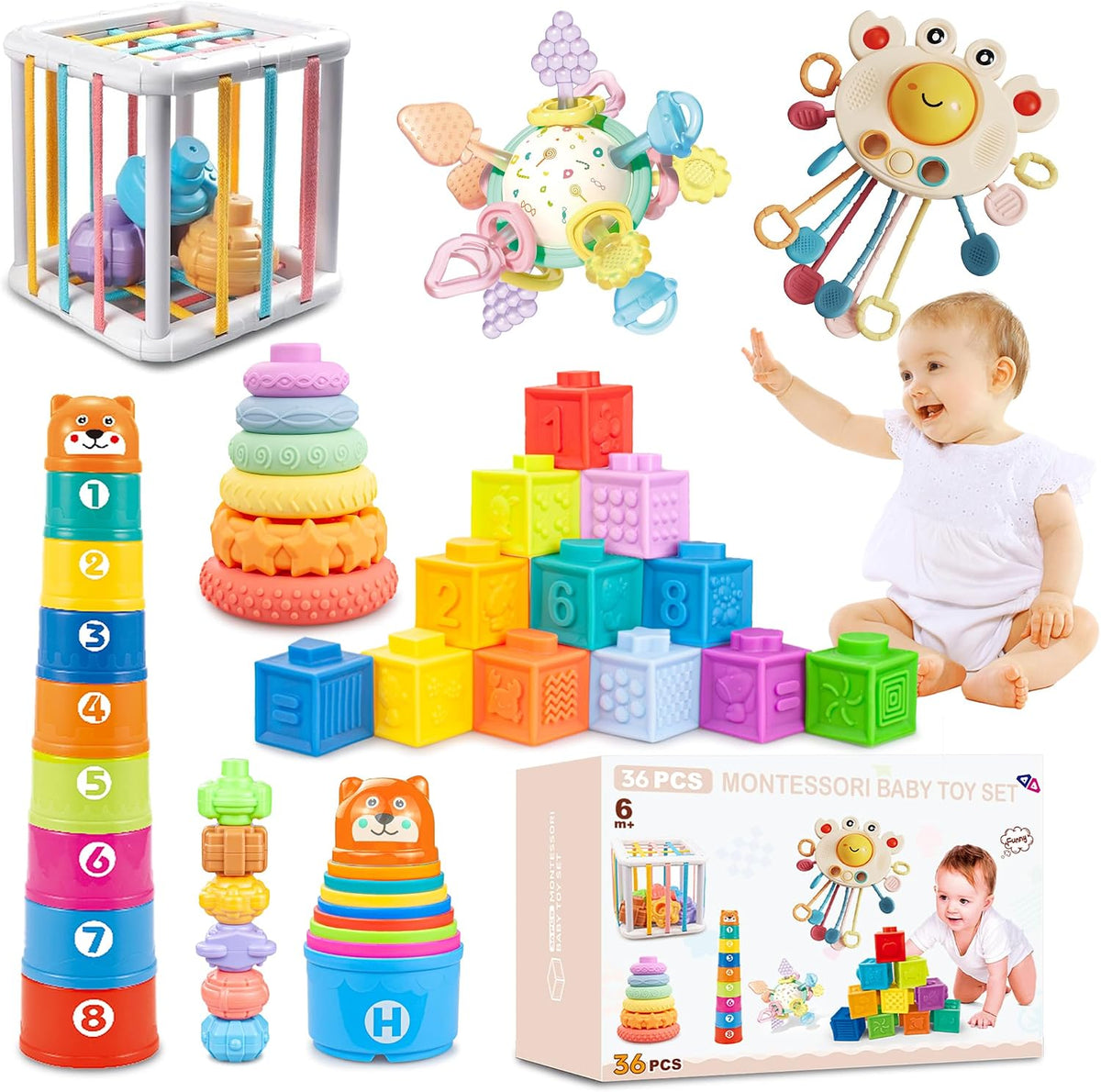 SYUUKH Juguetes 6 en 1 para bebés de 6 a 12 meses, juguetes para be...