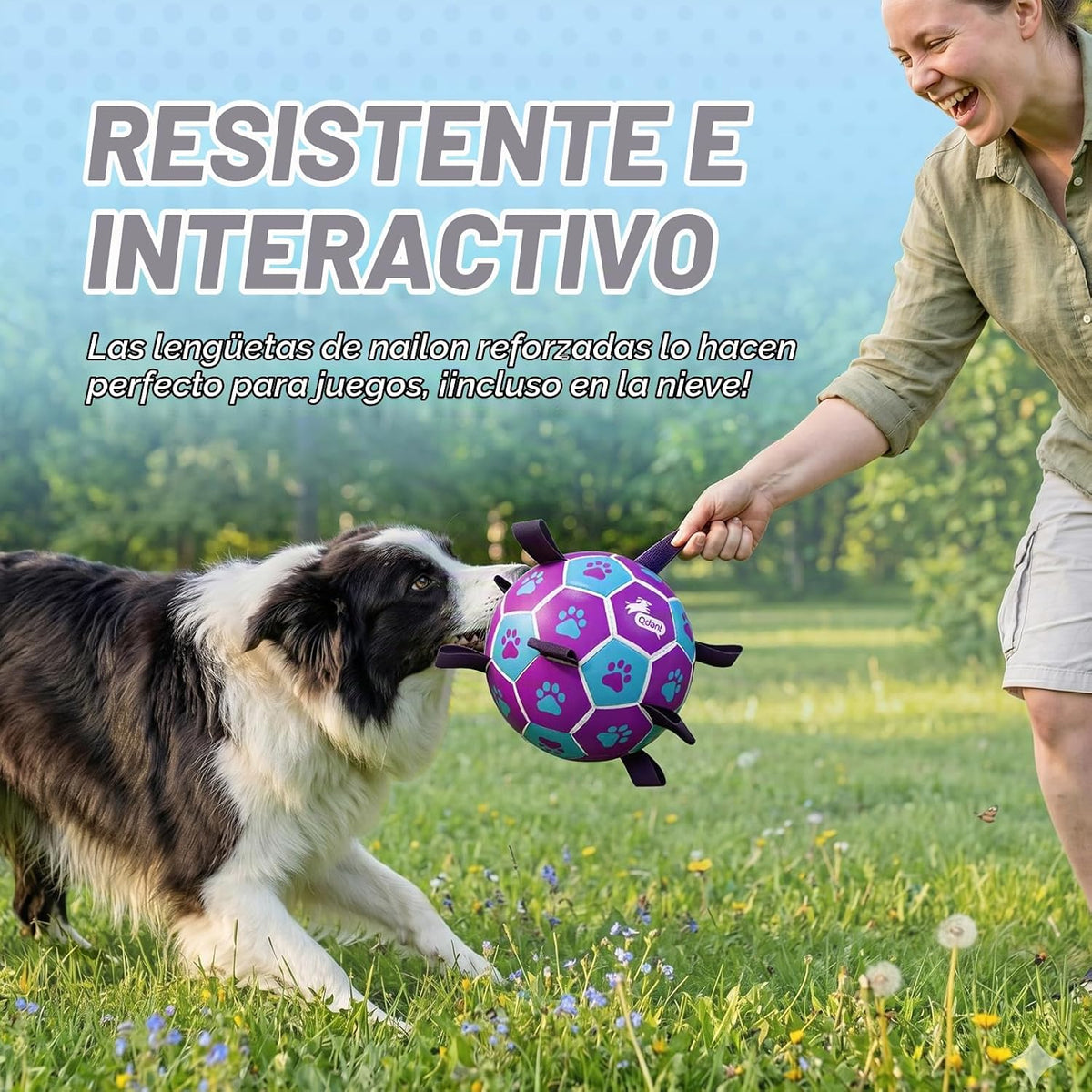 QDAN Juguetes de cuerdas para perros, pelota de fútbol con correas...