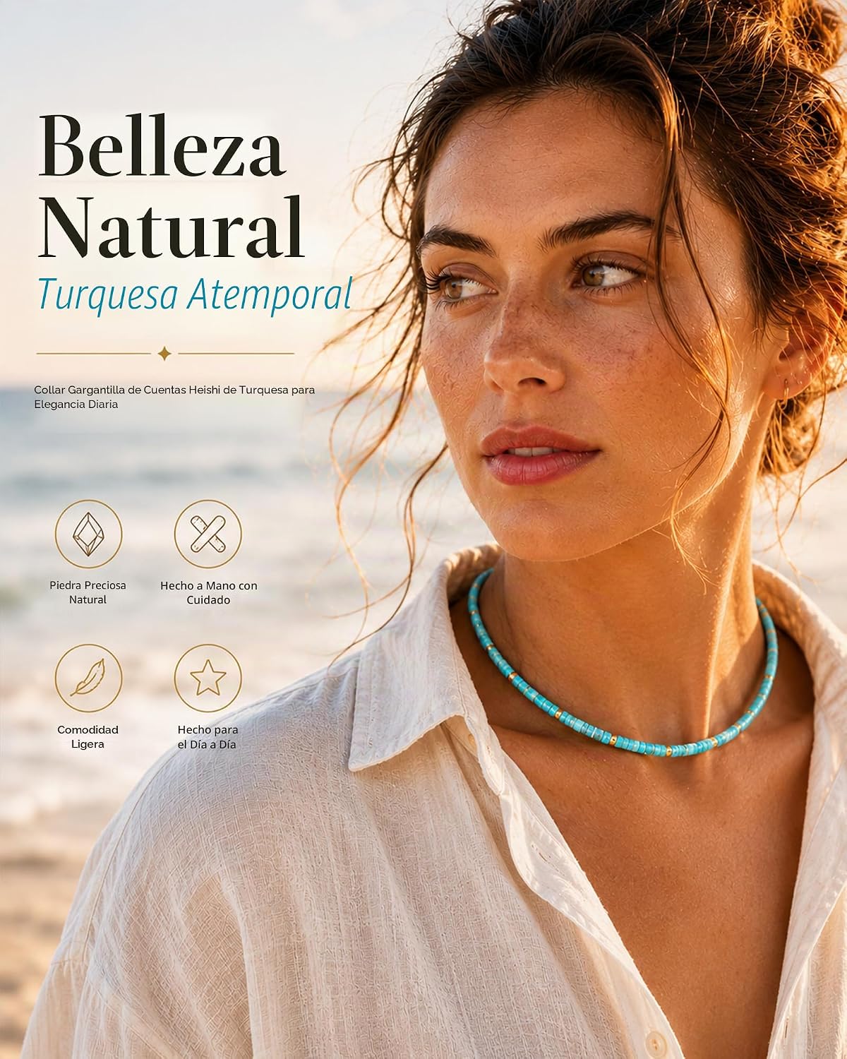 MIDDLUX Collar de cuentas estilo Heishi con gemas\/perlas naturales...