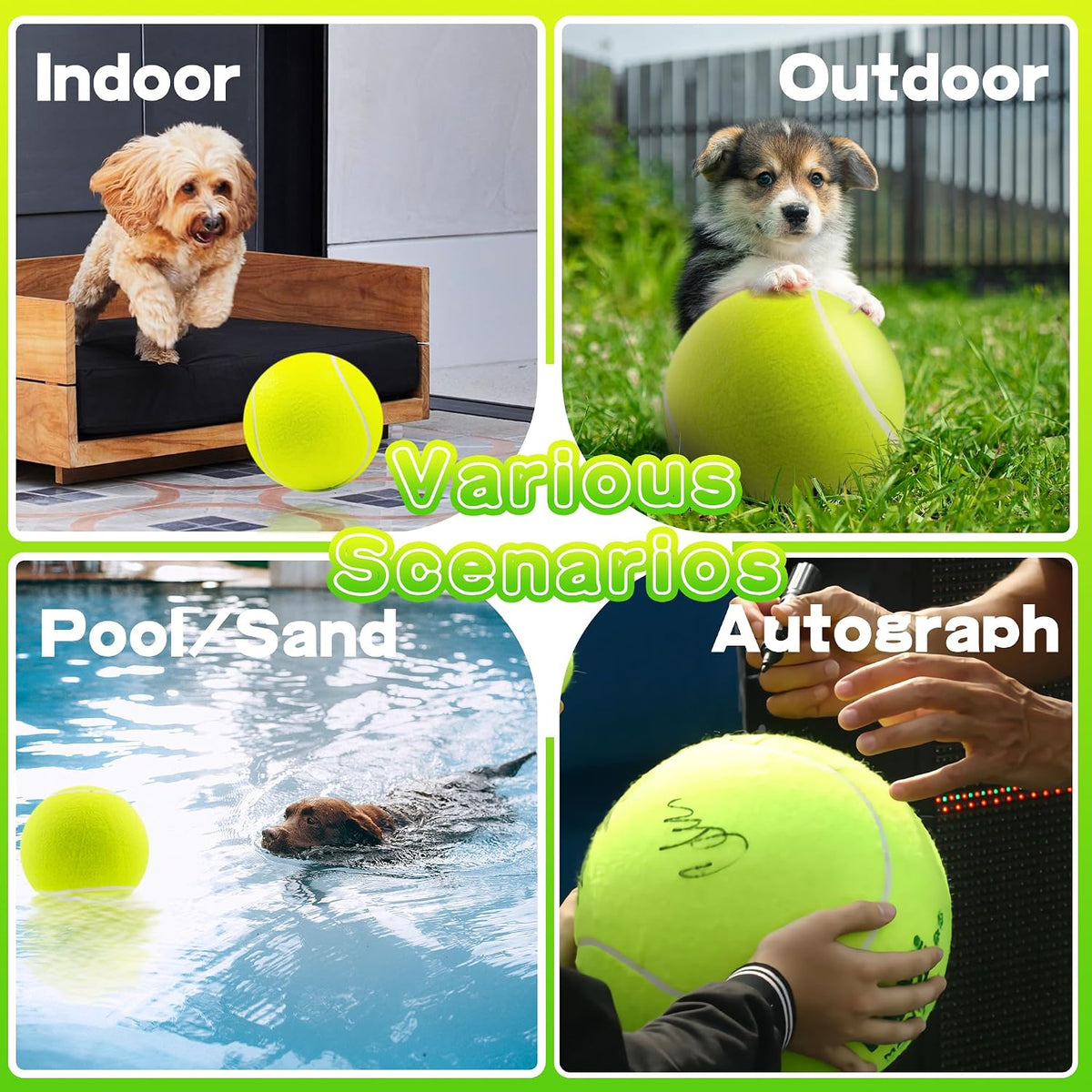 Banfeng Pelota de tenis grande para perros, pelota de tenis gigante...